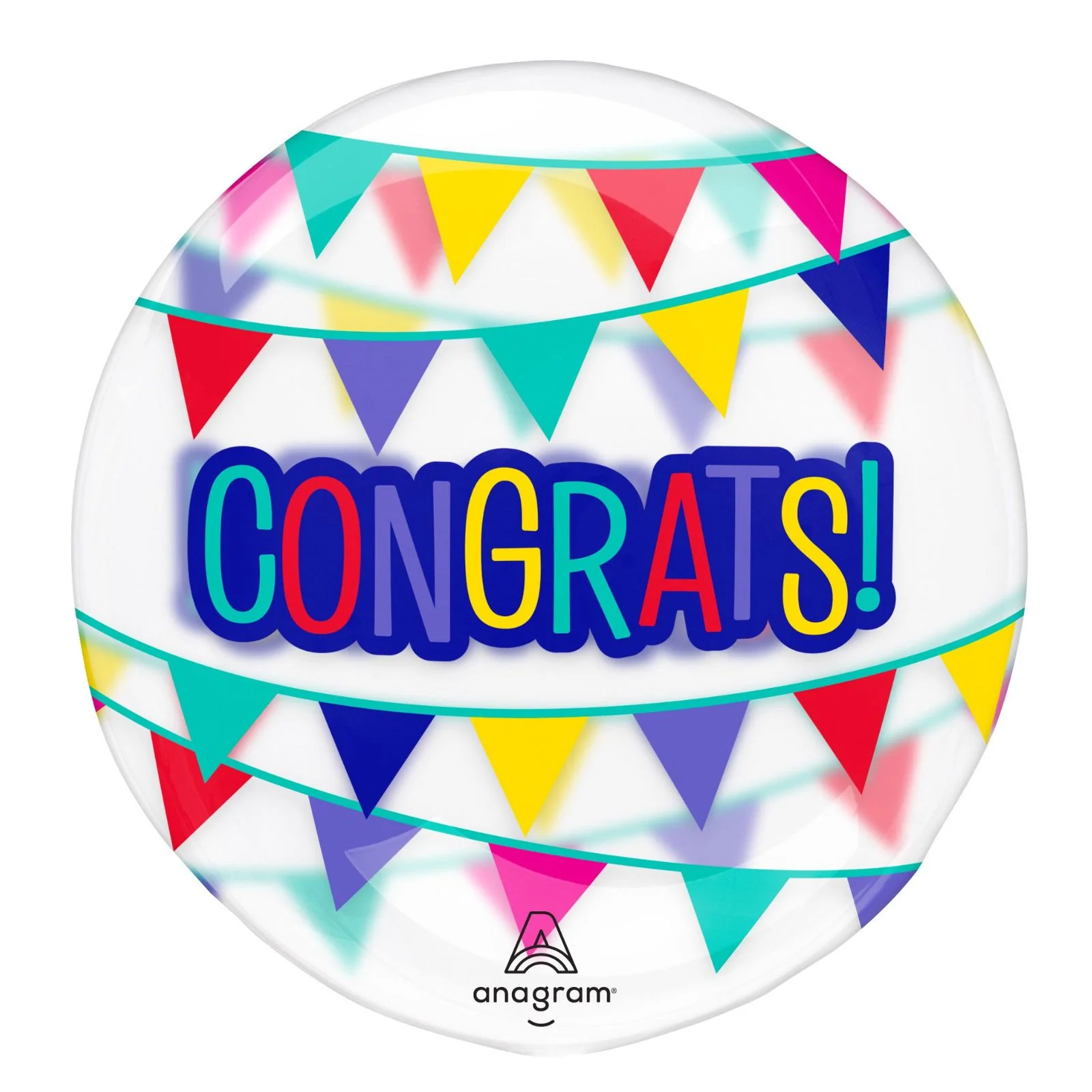 16" Clear Congrats & Pennant Banner Balloon