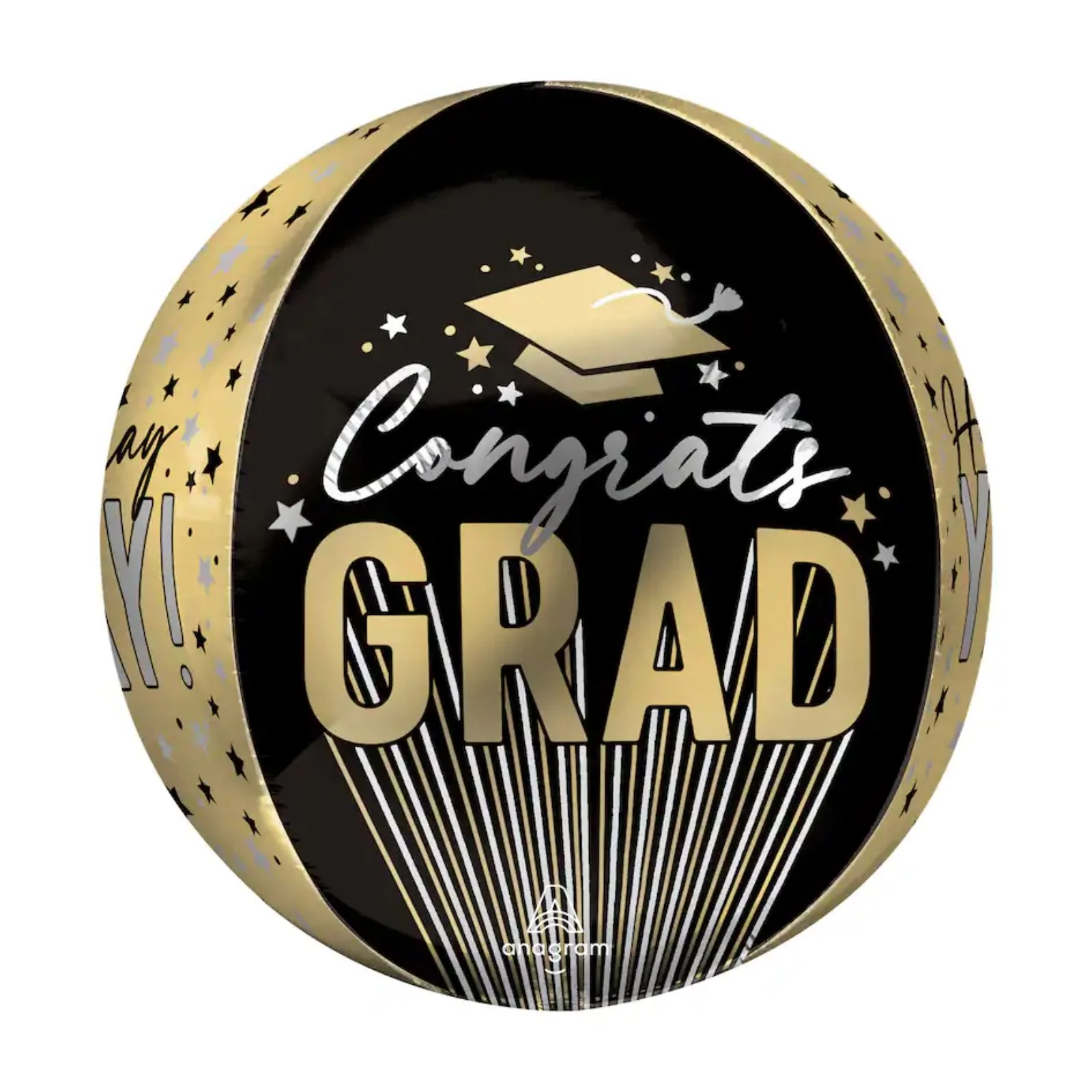 16" Congrats Grad Stripes & Stars Orz Balloon