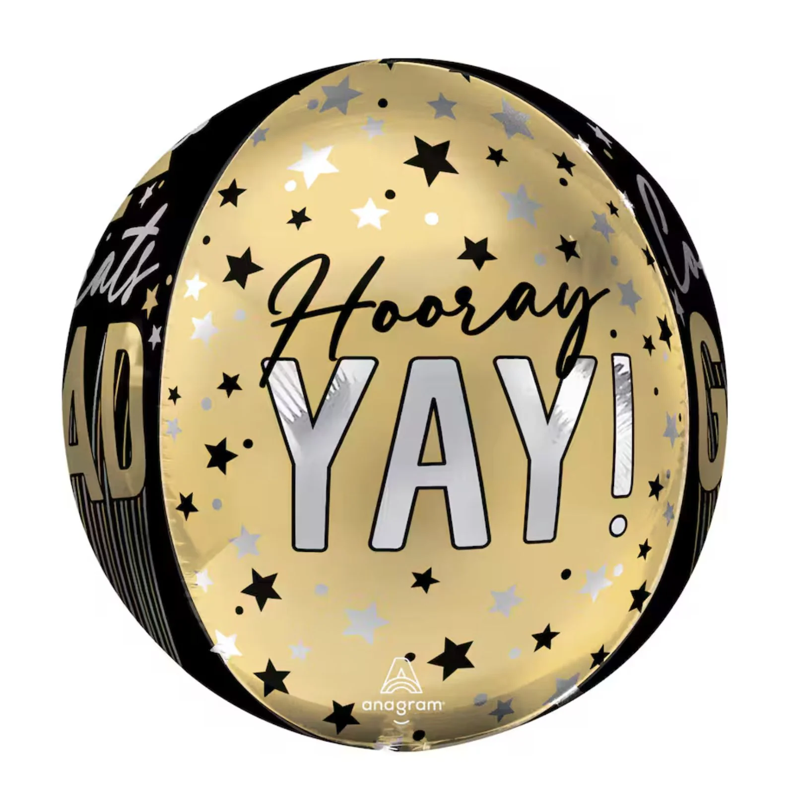 16" Congrats Grad Stripes & Stars Orz Balloon - Image 2