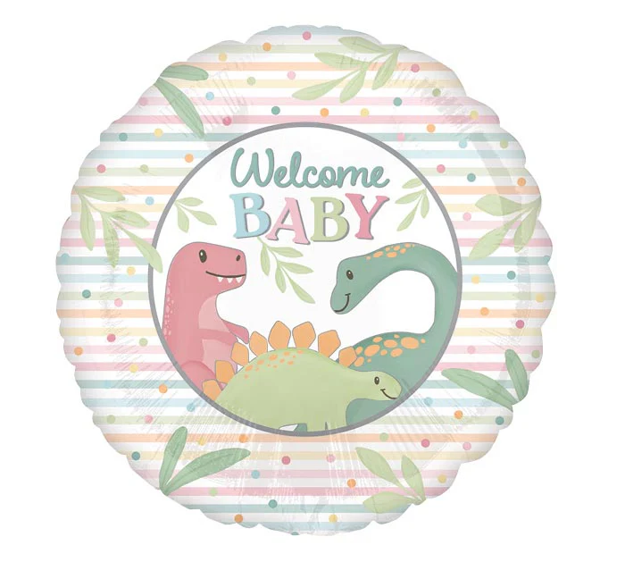 17" Dino Welcome Baby Foil Balloon