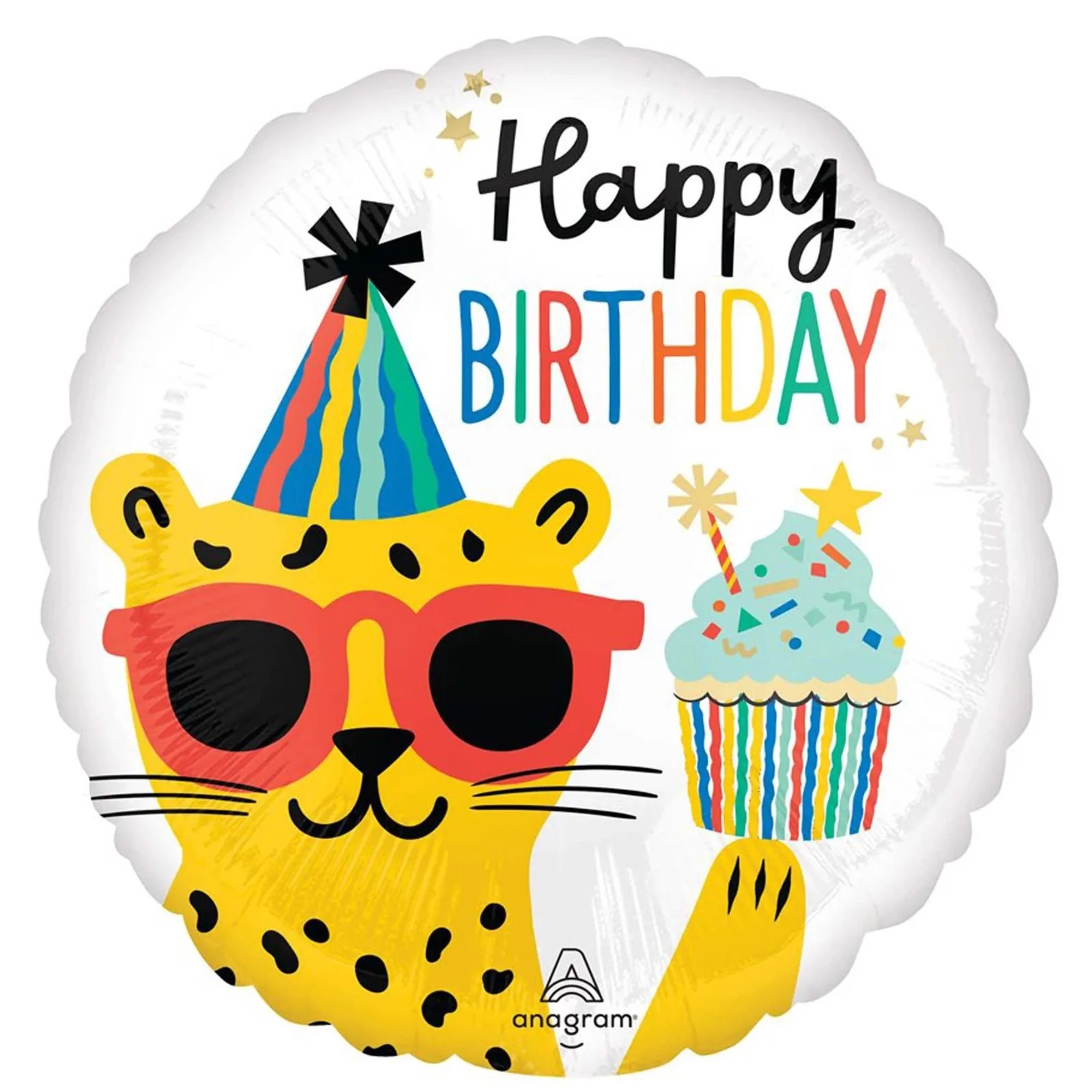 17" Happy Birthday Cool Cheetah foil Balloon
