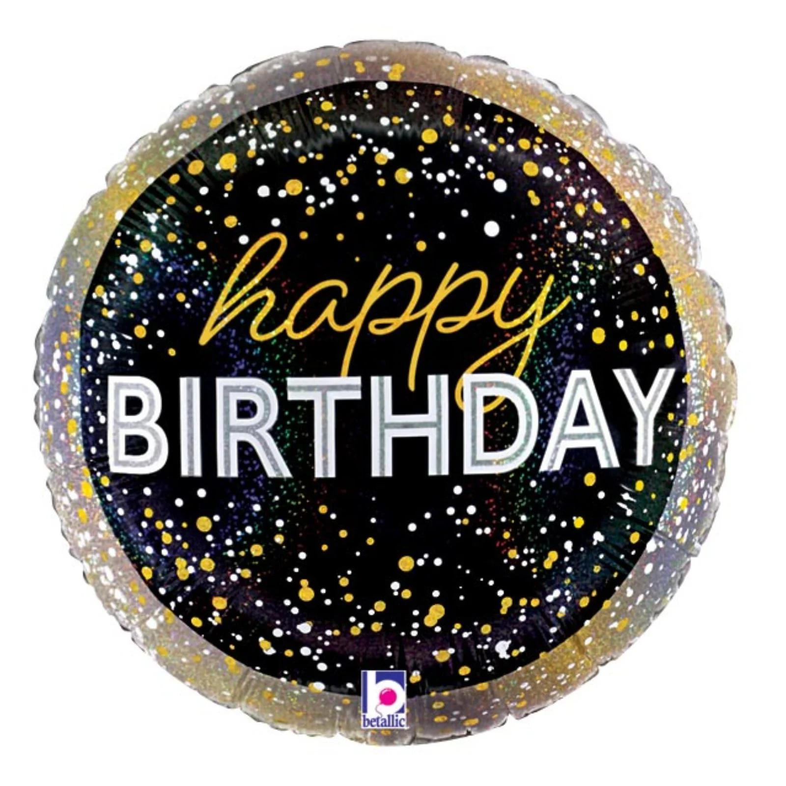 18" Metallic Happy Birthday Holographic Glitter