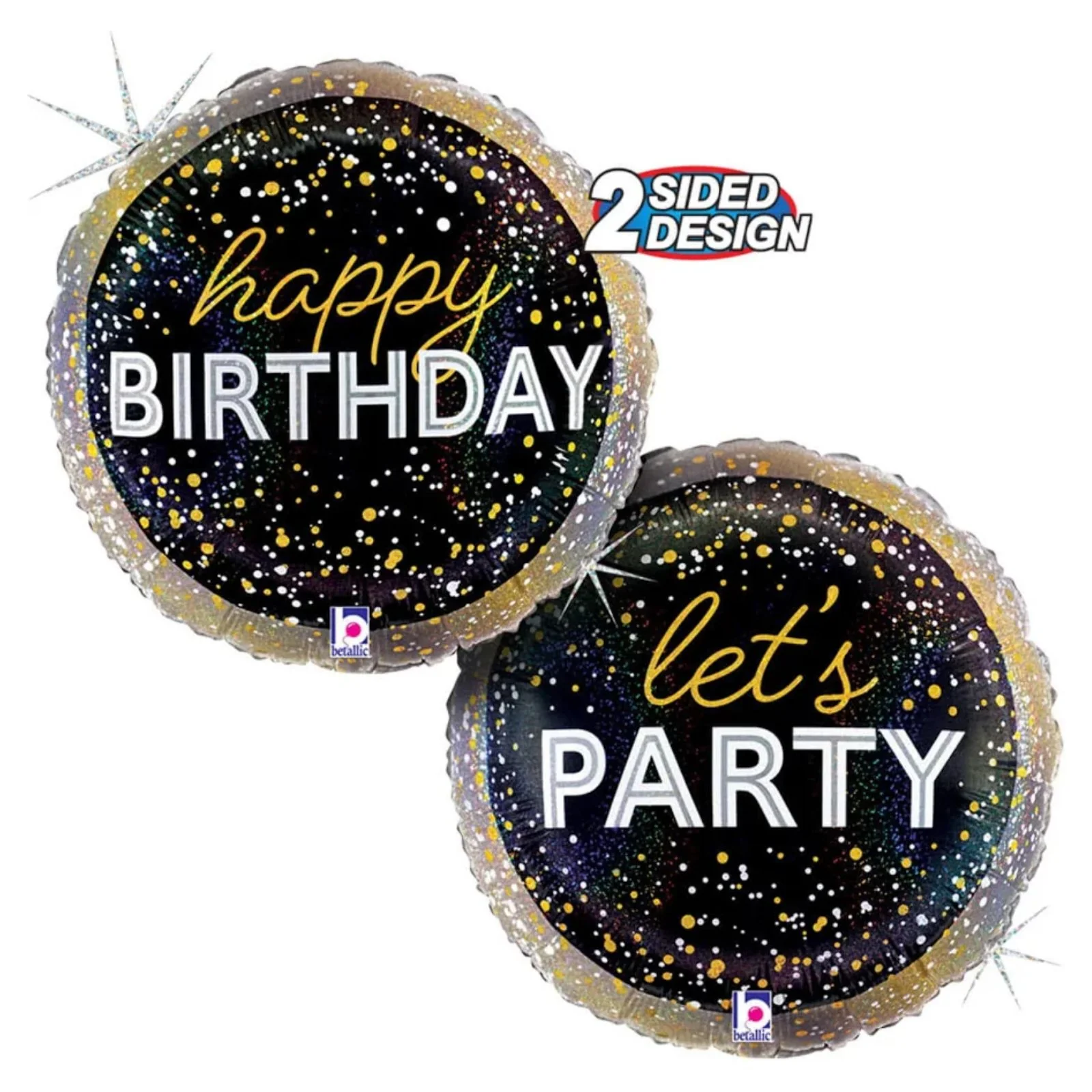 18" Metallic Happy Birthday Holographic Glitter - Image 2