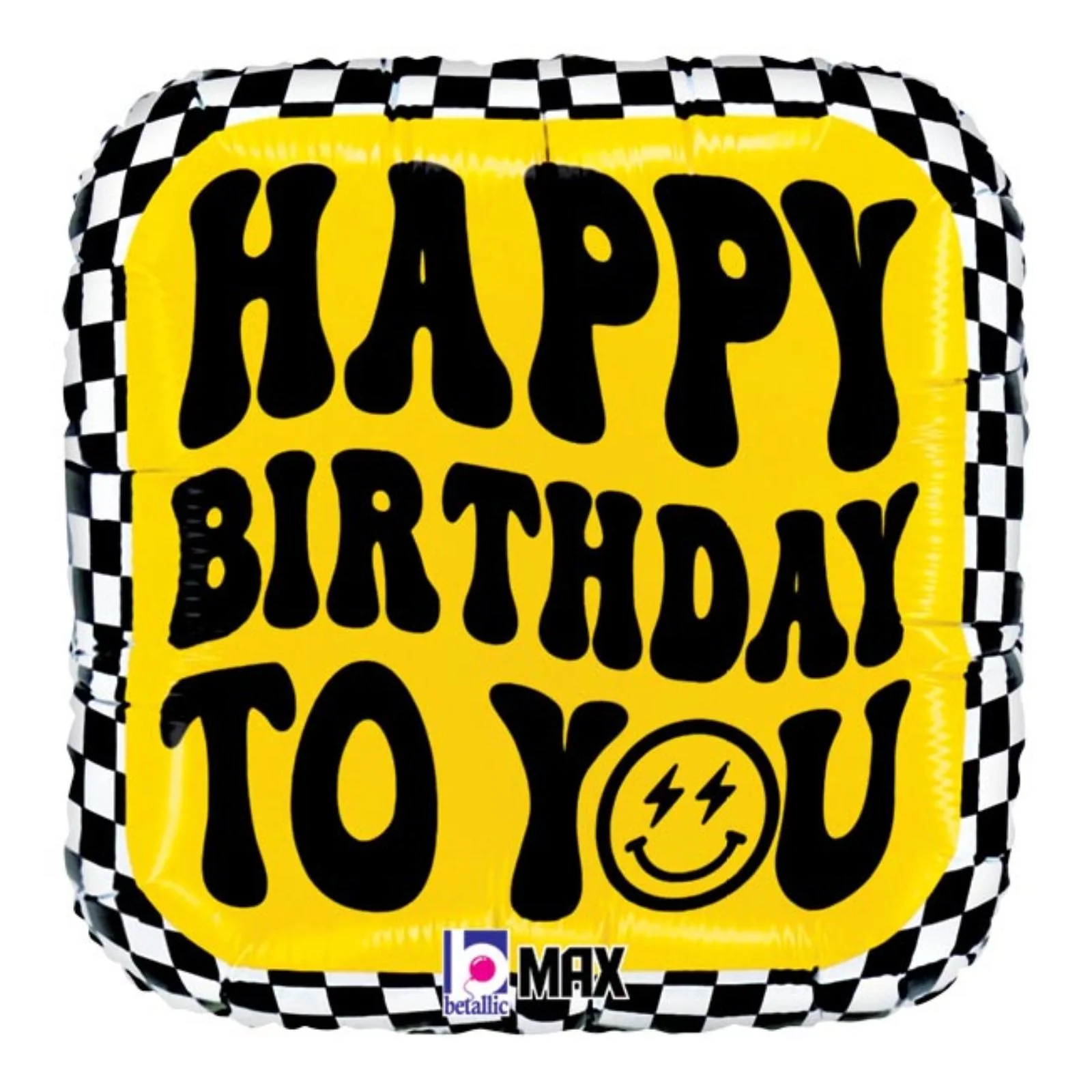 18" Smiley Checkerboard Birthday Balloon