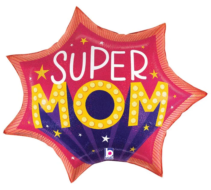 27" Super Mom Burst Foil Balloon