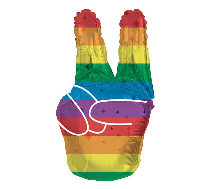 28" Rainbow Peace Sign Foil Balloon