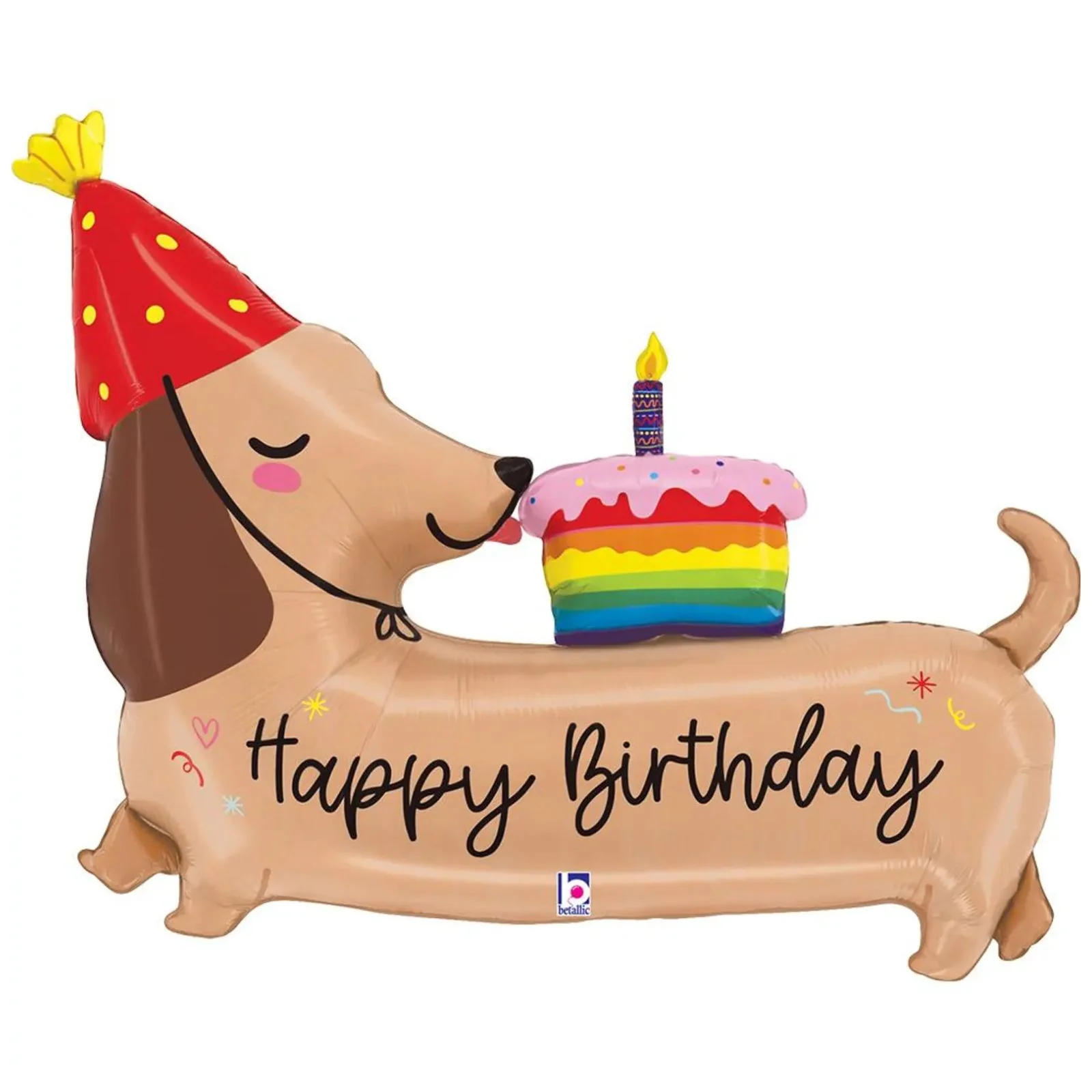 43" Happy Birthday Dachshund Foil Balloon