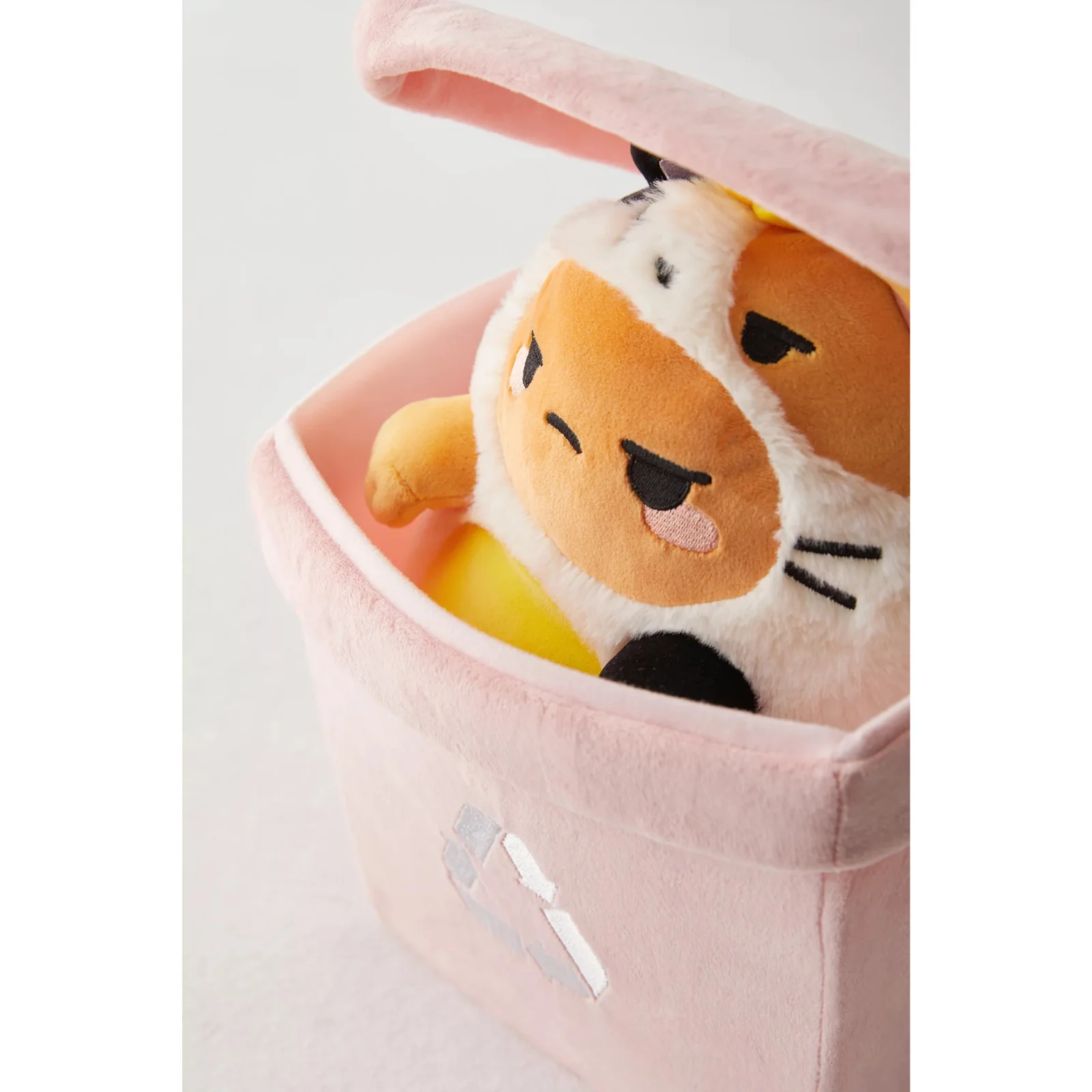 8" Calico Cat Tayto Plush w/ Pink Trashcan - Image 2