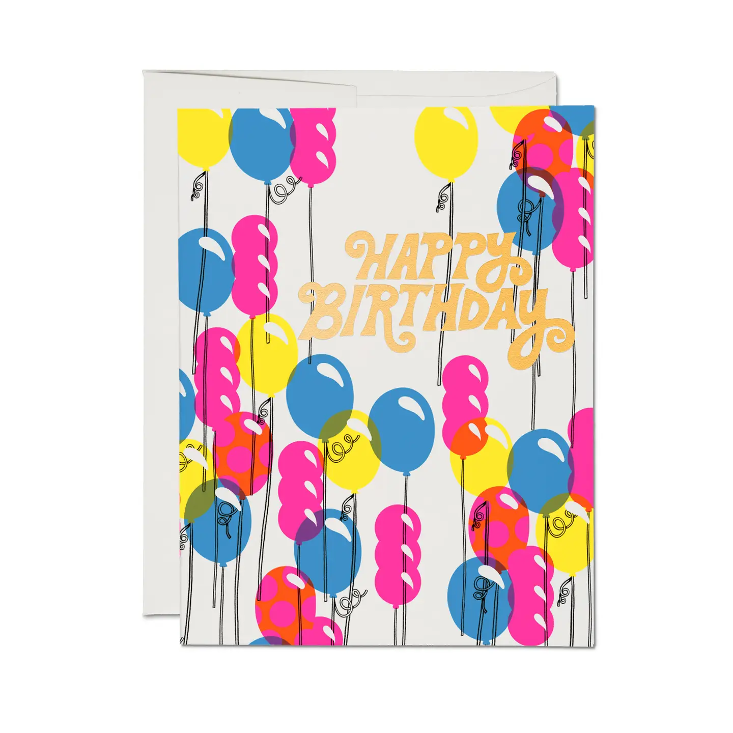 Red Cap Birthday Card - Tri-Color Balloons
