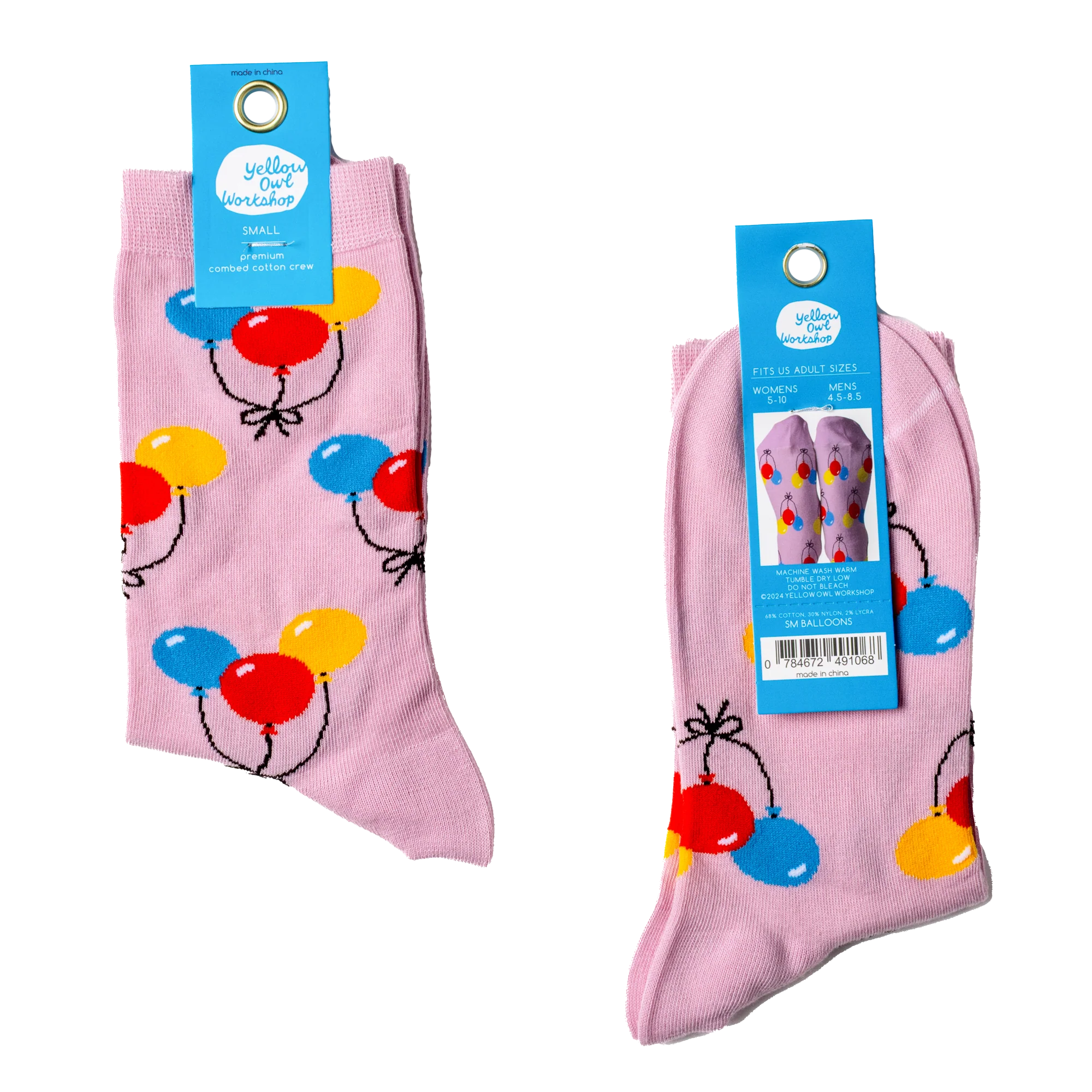 Yellow Owl Small Crew Socks - Balloons - Image 3