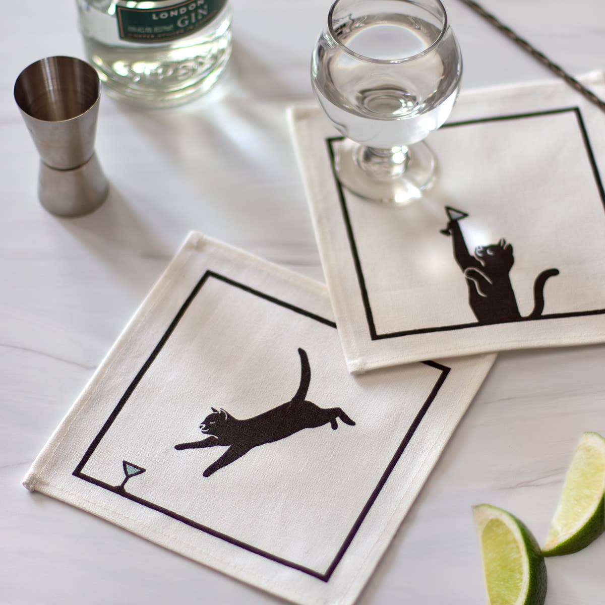 Black Cat Martini Cocktail Napkin Set - Image 2