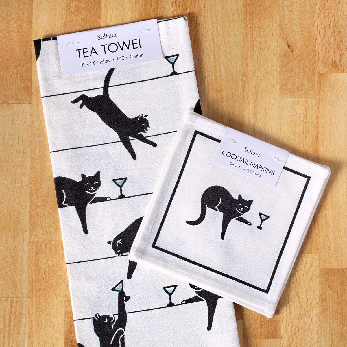 Black Cat Martini Cocktail Napkin Set - Image 3