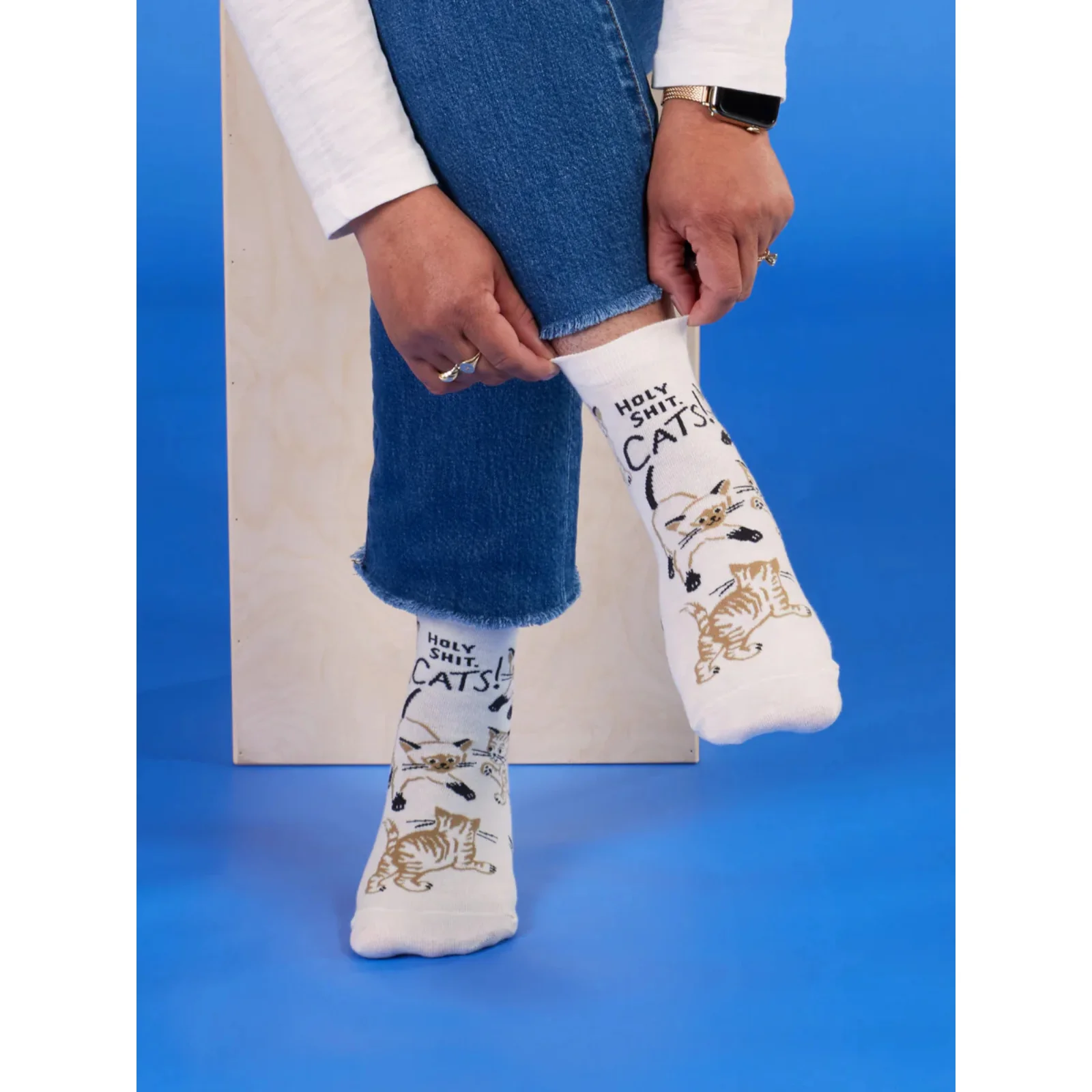Blue Q Women's Ankle Socks 'Holy Shit. Cats!' - Image 3