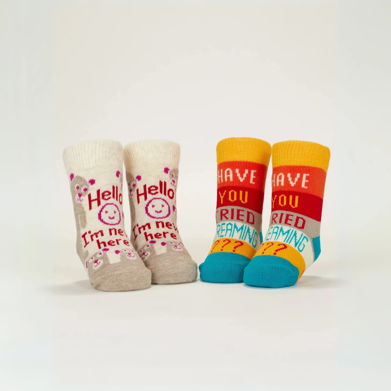 Blue Q Baby Socks Set of 2 Pairs -  'Hello I'm New Here/ Have You Ever Tried Screaming???' - Image 3