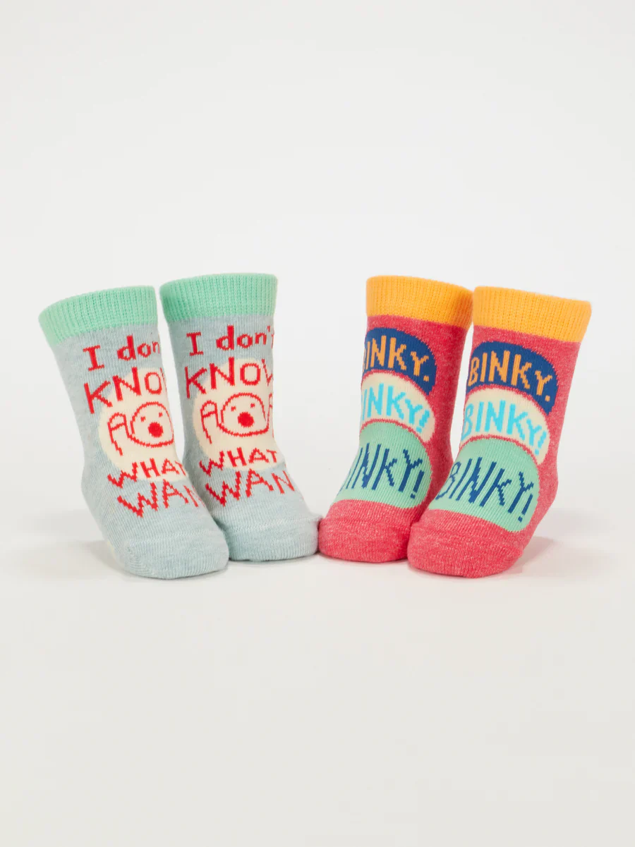 Blue Q Baby Socks Set of 2 Pairs - 'I Don't Know' / 'Binky' - Image 3