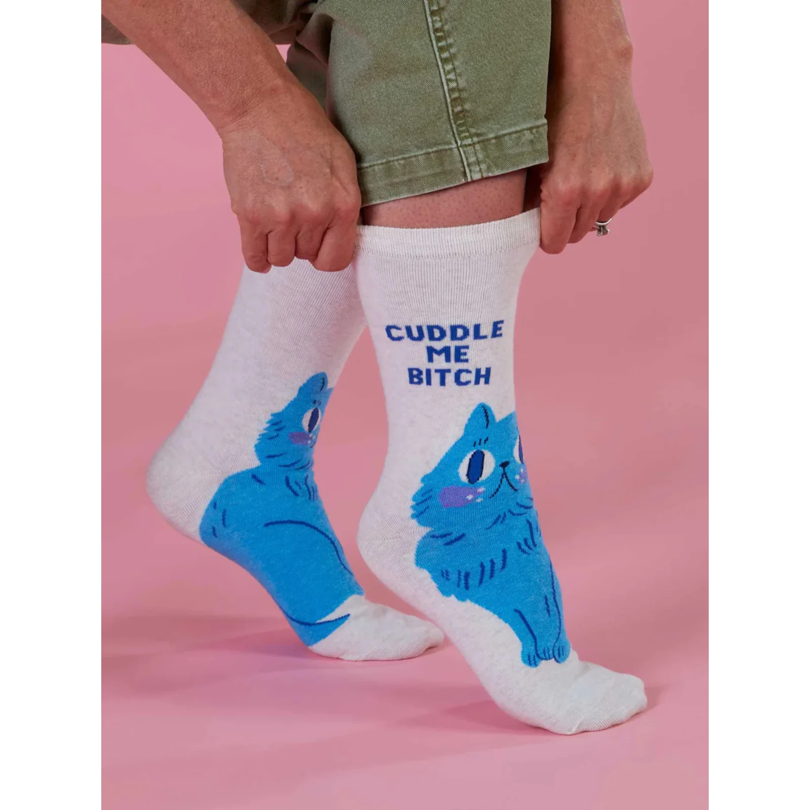 Blue Q Women's Crew Socks 'Cuddle Me Bitch' - Image 3