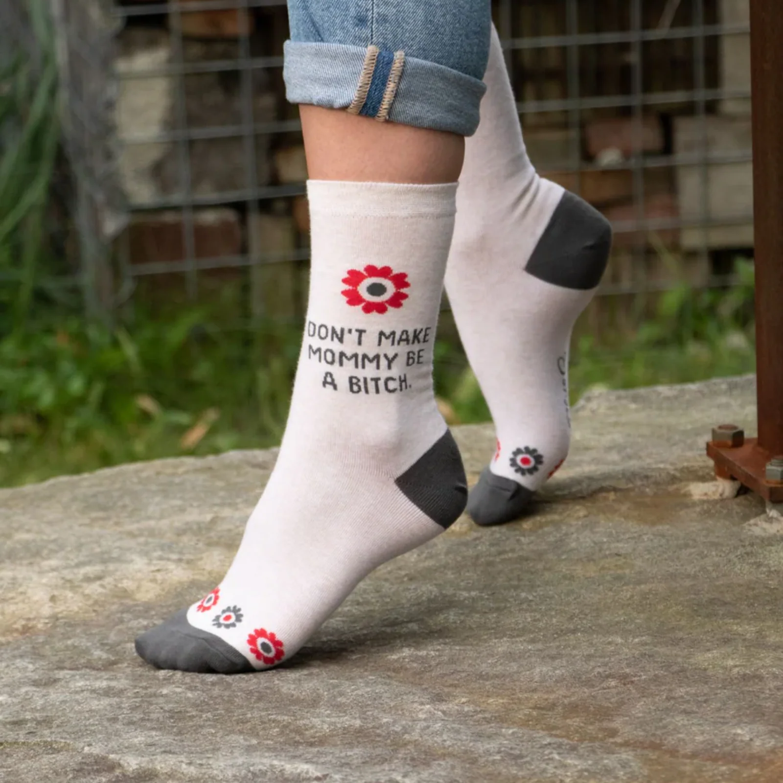 Blue Q Women's Crew Socks 'Don't Make Mommy Be a Bitch' - Image 2