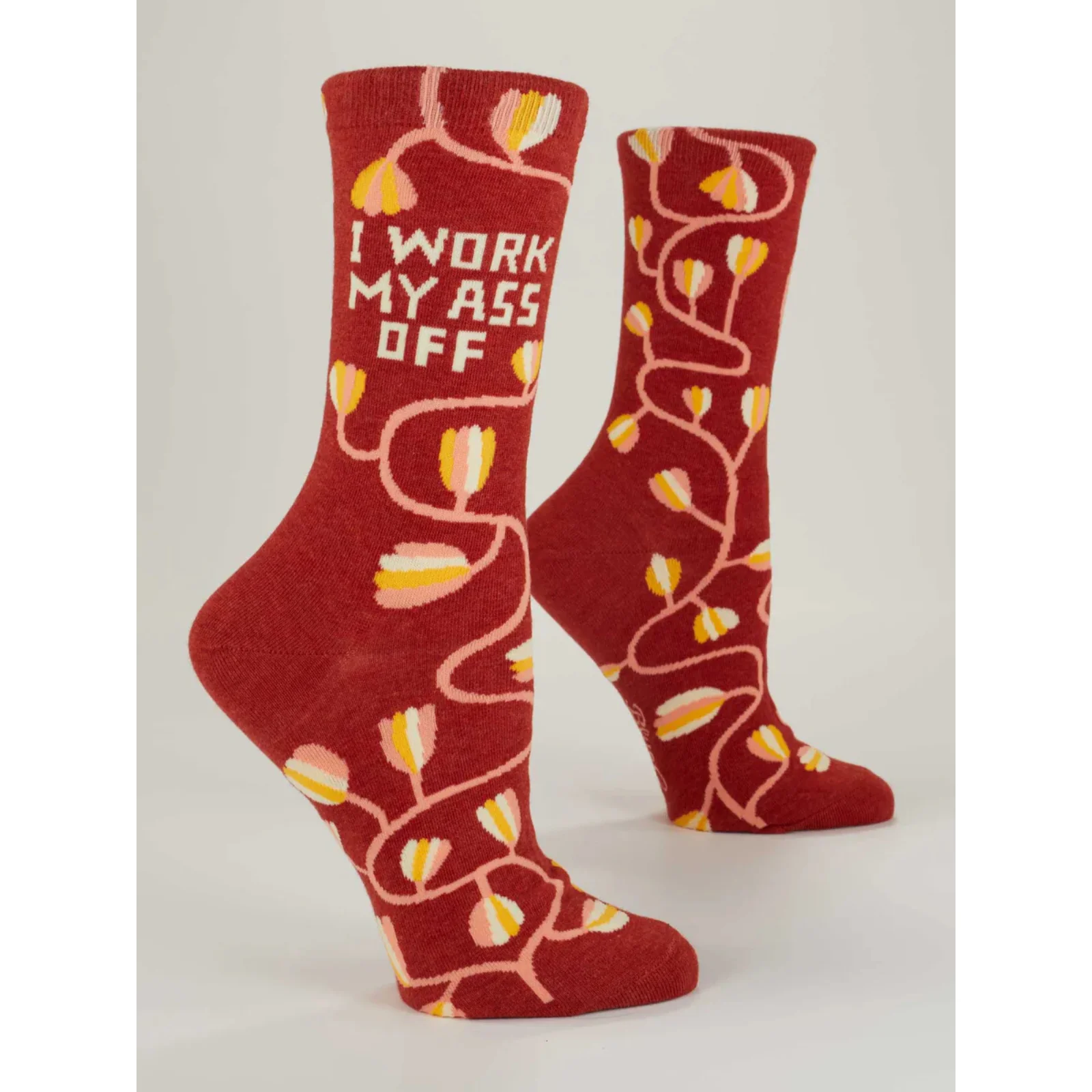 Blue Q Women's Crew Socks 'I Work My Ass Off'