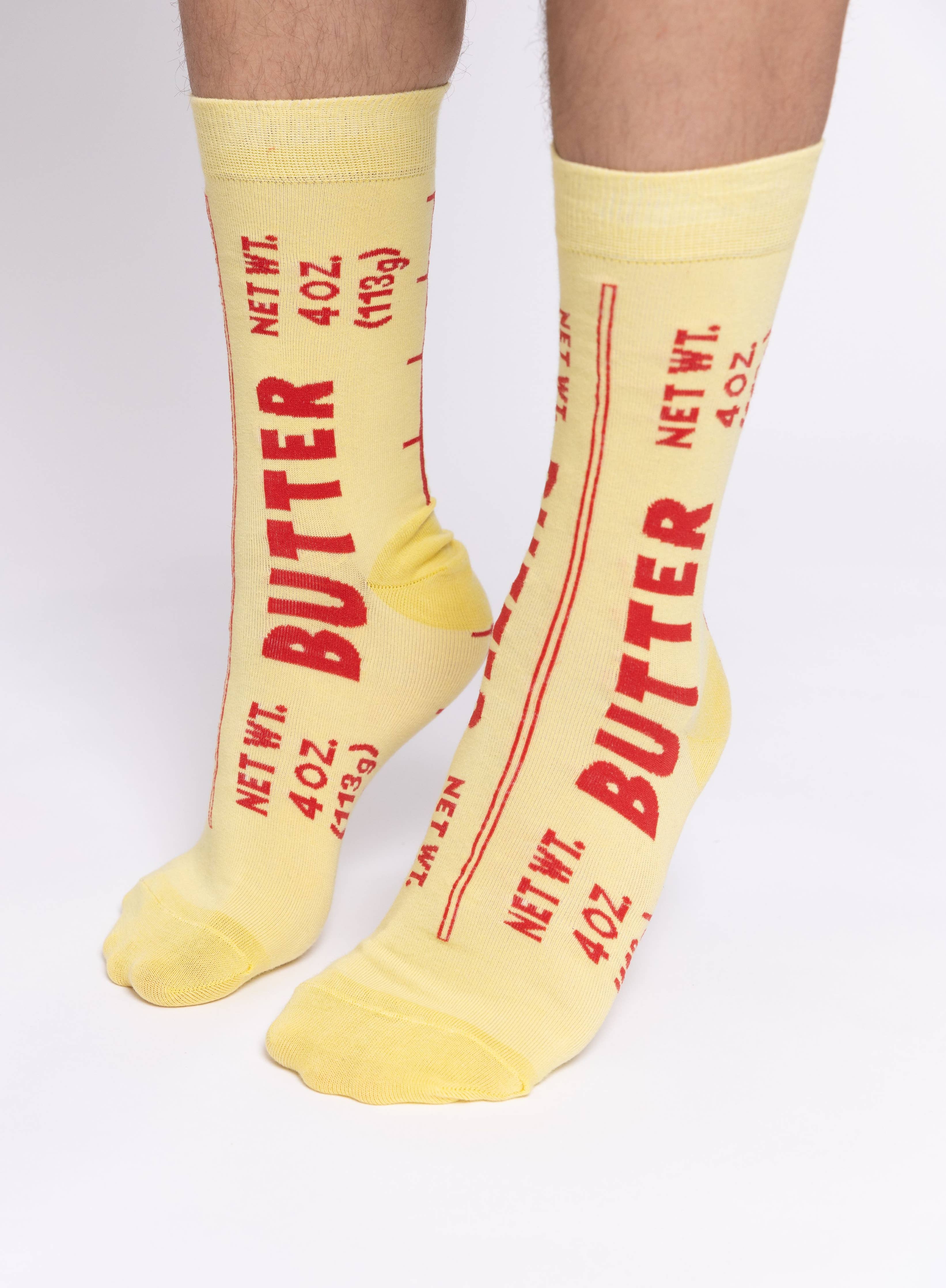 Yellow Owl Large Crew Socks - Butter - Image 2