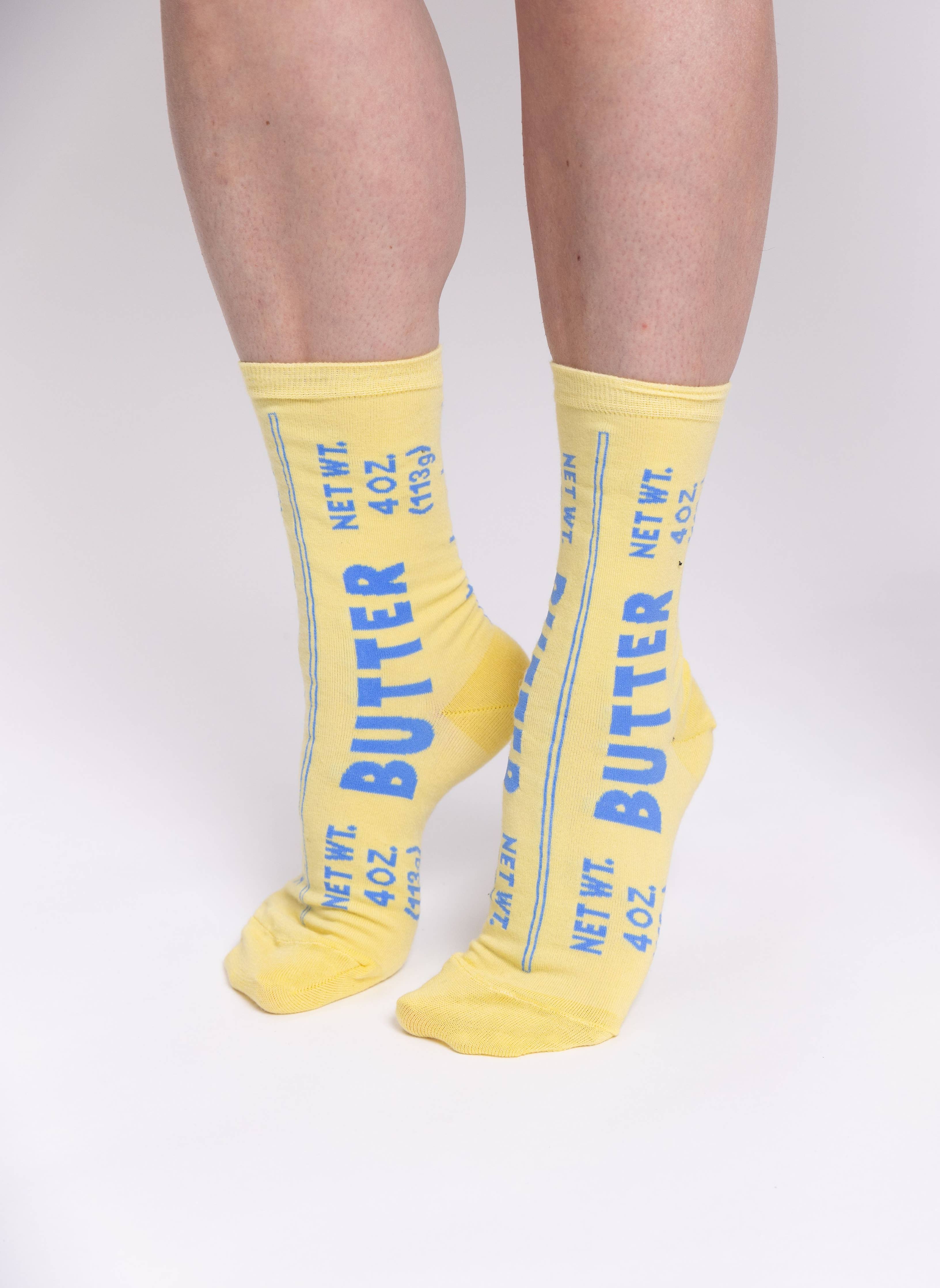 Yellow Owl Small Crew Socks - Butter - Image 2