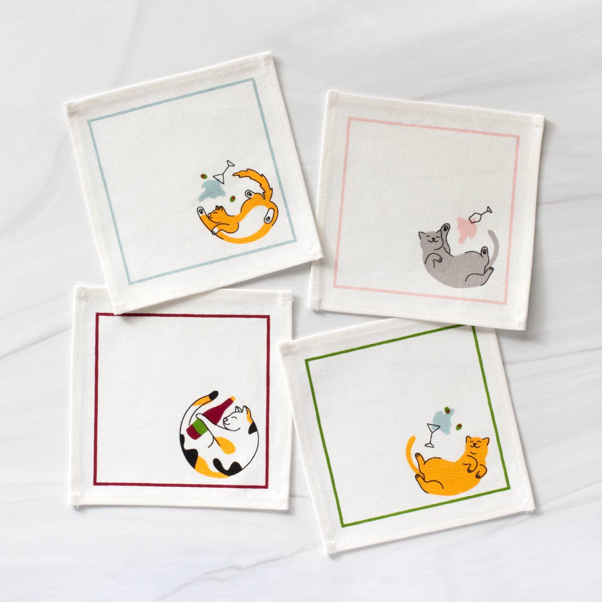 Cats Drinking Cocktail Napkin Set