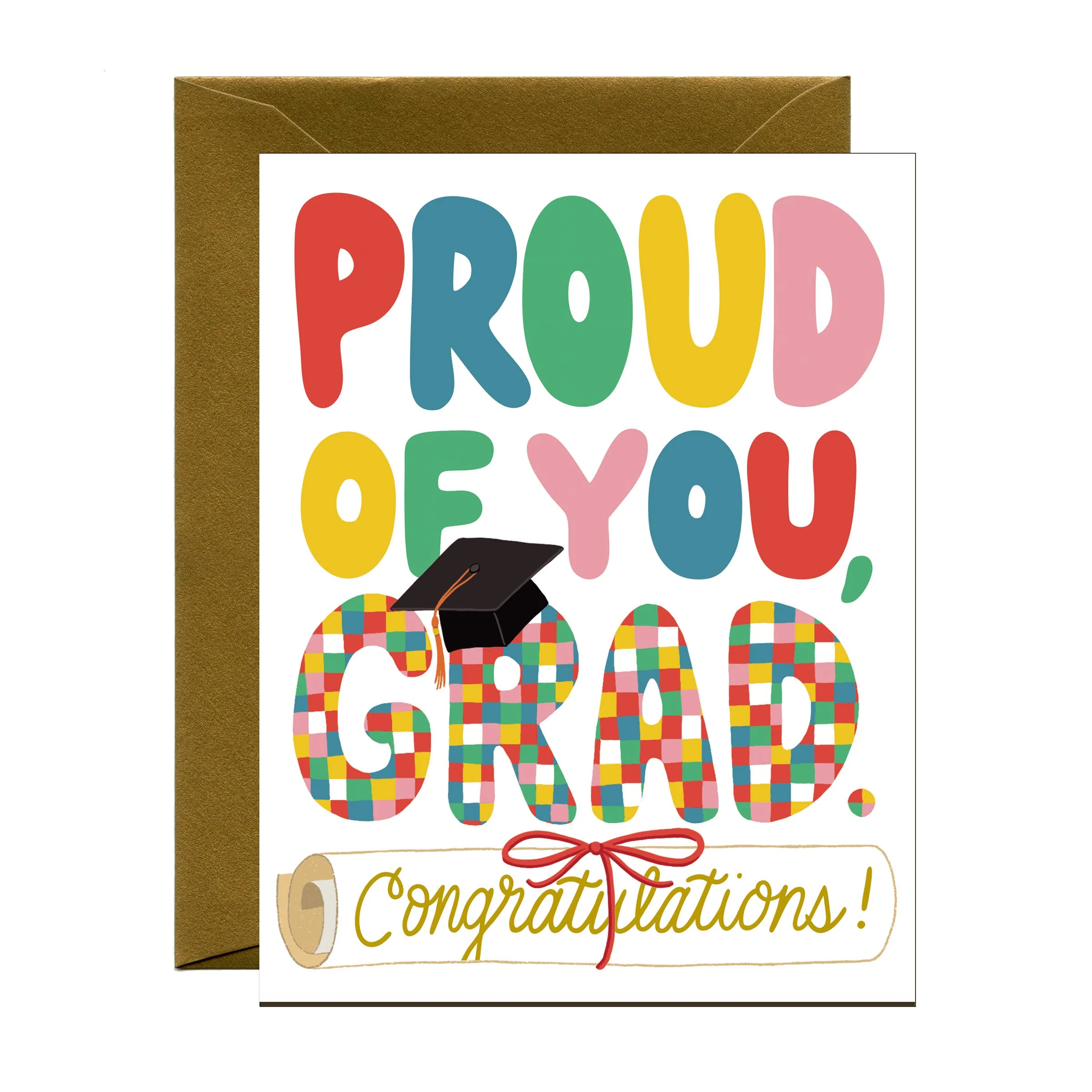 Colorful Pop Checkered Graduation Card