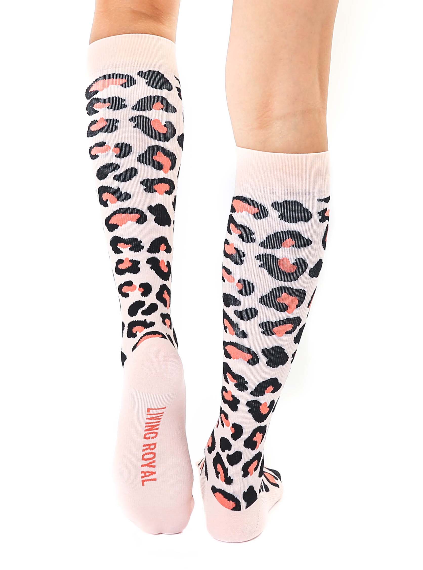 Compression Socks (15-20mmHg) - Leopard Print - Pink - Image 3