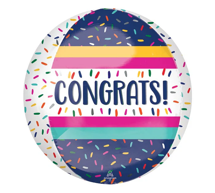 16" Colorful Congrats Orb Foil Balloon