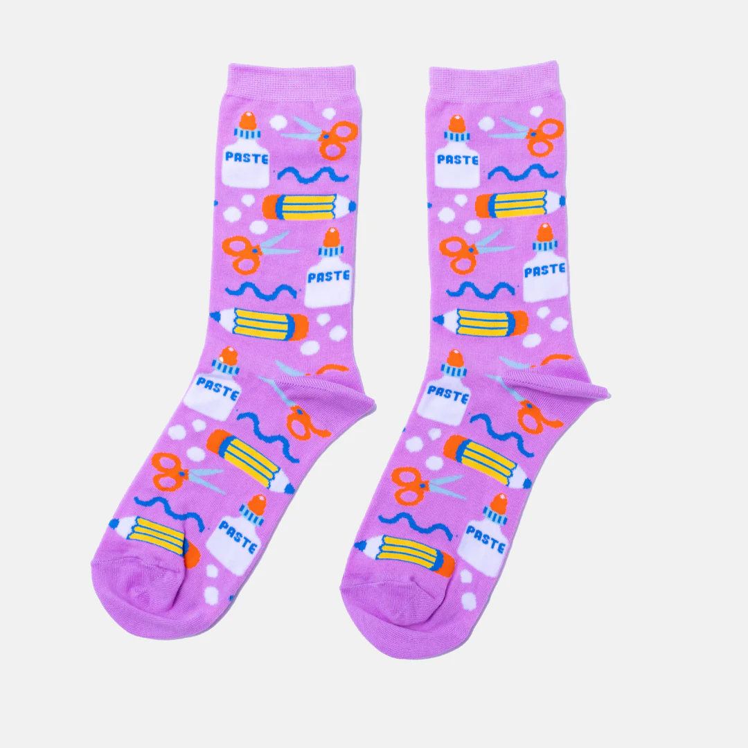 Yellow Owl Small Crew Socks - Crafty