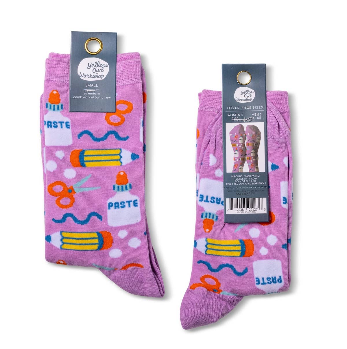 Yellow Owl Small Crew Socks - Crafty - Image 2