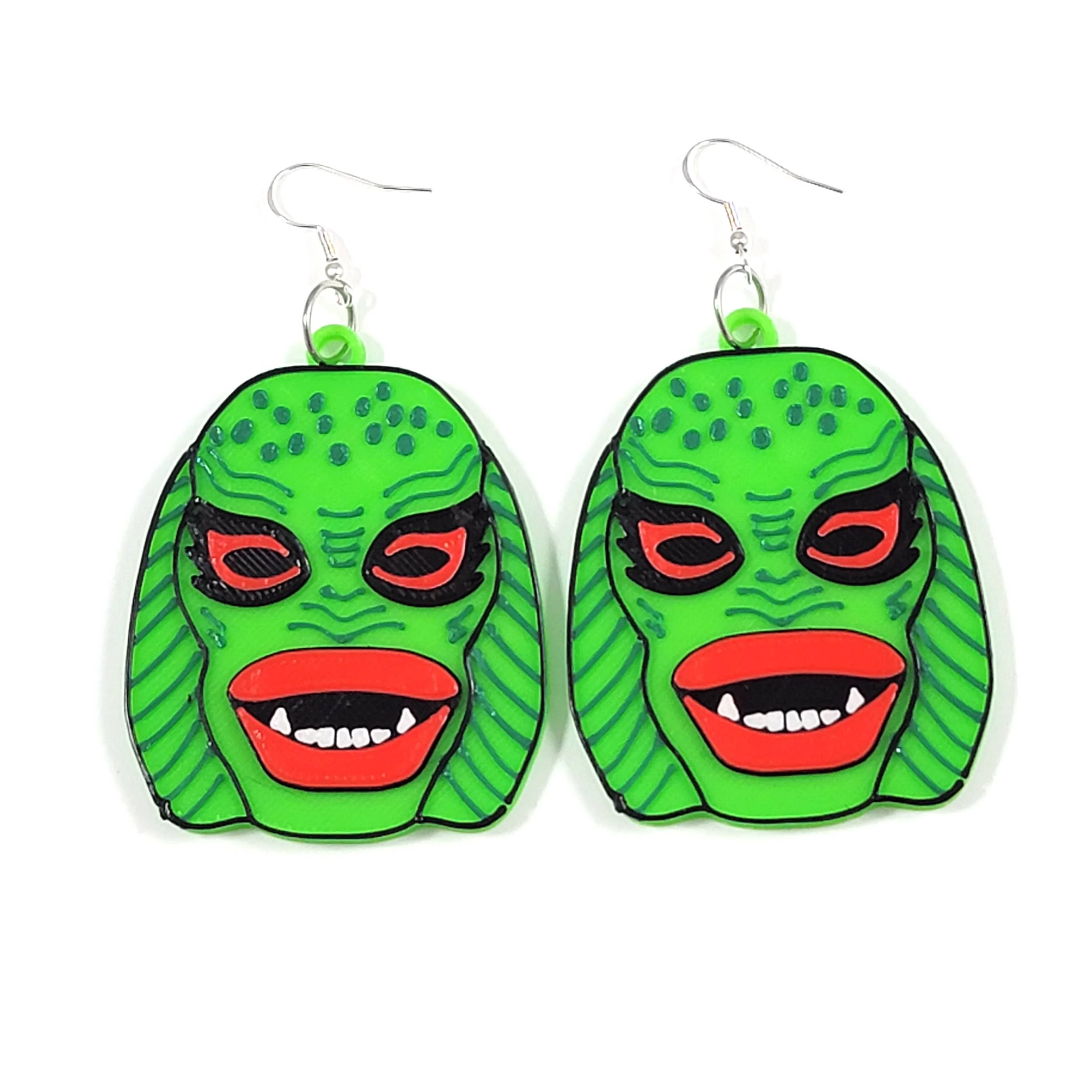 3D Printed Swamp Creature Dangle Earrings