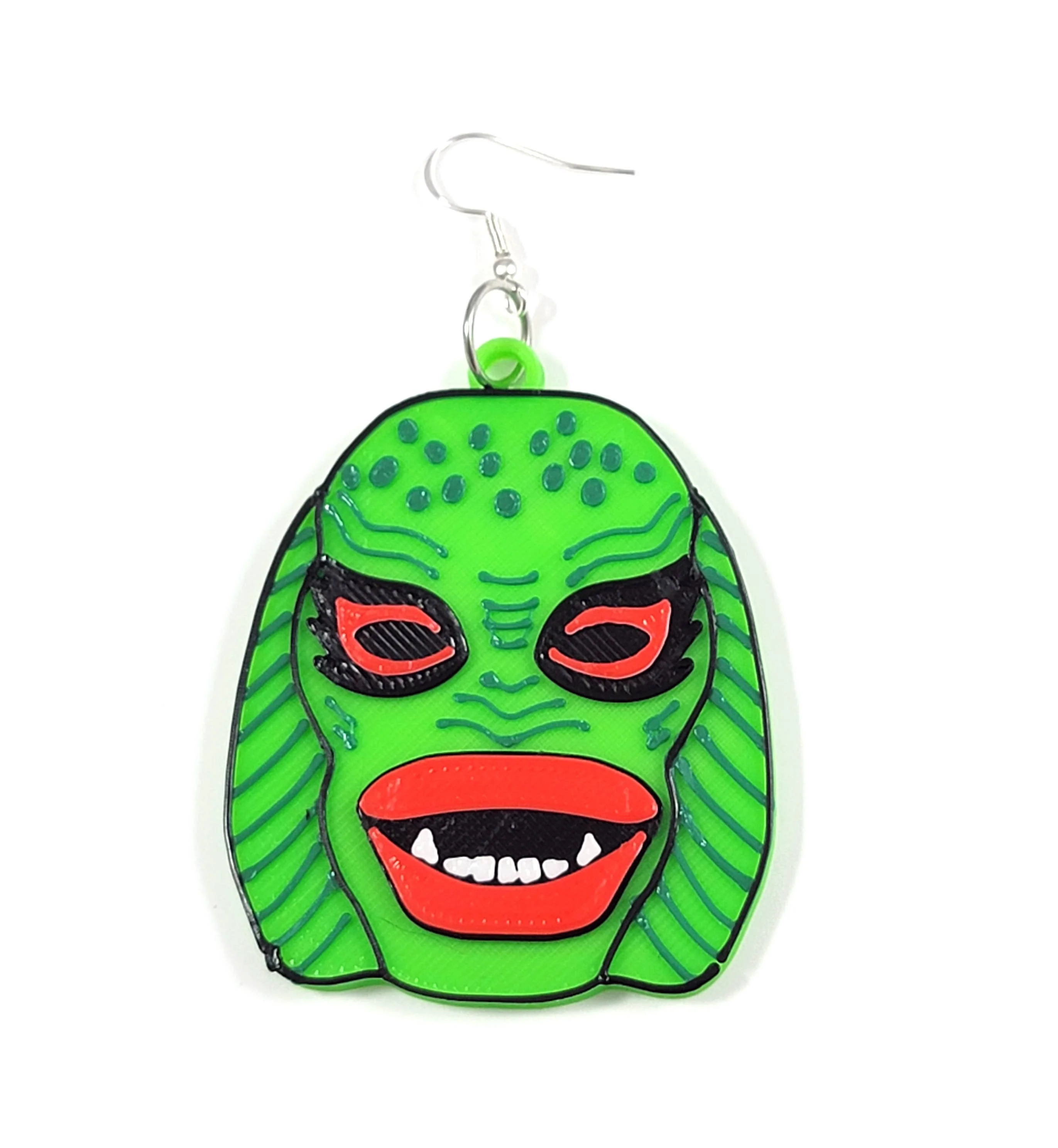 3D Printed Swamp Creature Dangle Earrings - Image 2