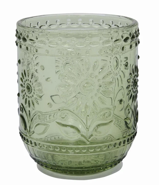 Embossed Drinking Glass - Green