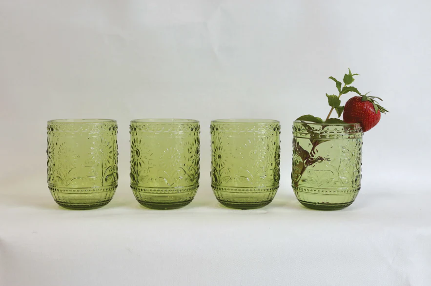 Embossed Drinking Glass - Green - Image 2