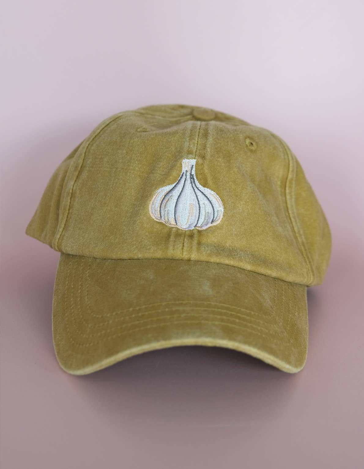Embroidered Hat - Garlic: Washed Mustard Color