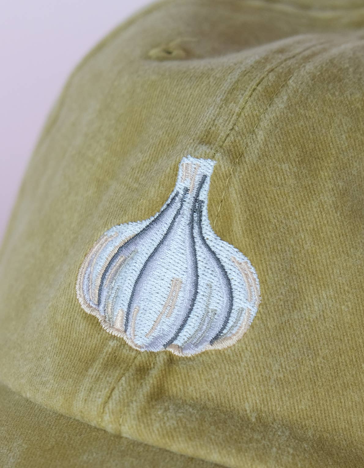 Embroidered Hat - Garlic: Washed Mustard Color - Image 2
