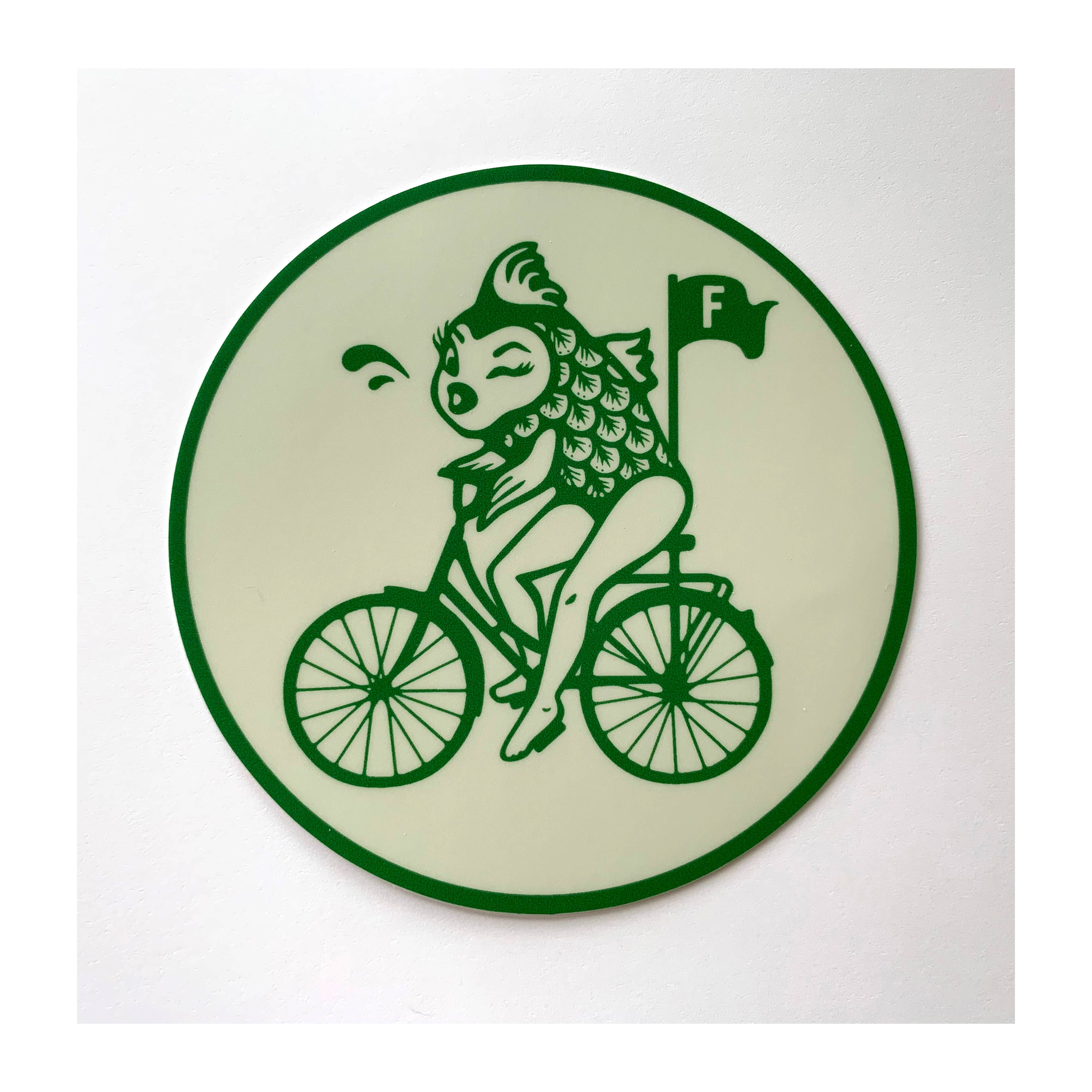 Feminist Bumper Sticker with Fish Riding Bicycle - Image 5