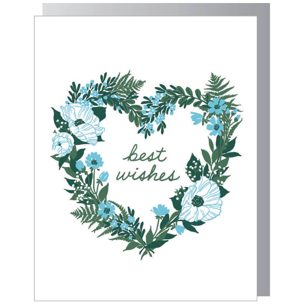 Floral Heart Wreath Wedding Card - Image 3