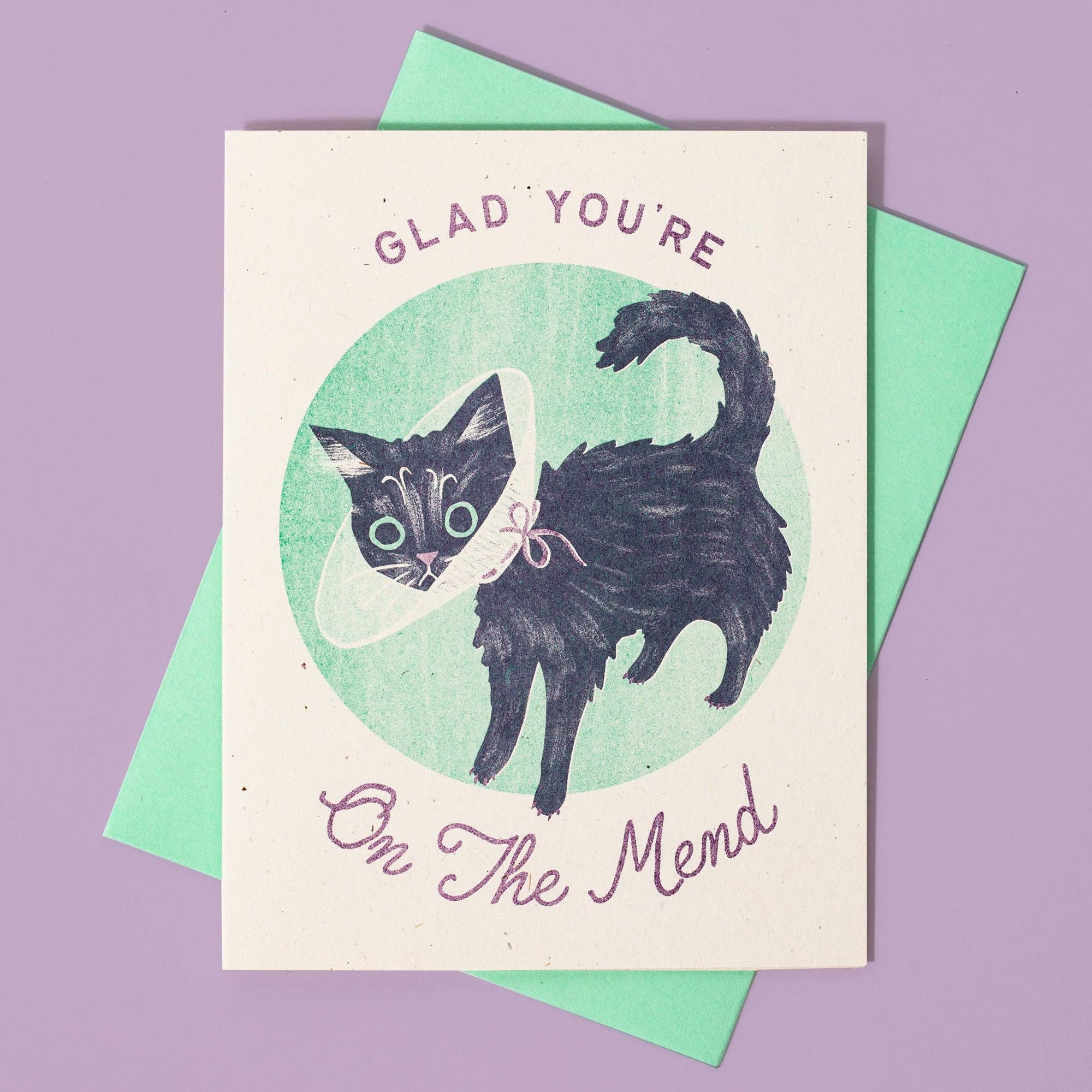 'Glad You're on the Mend' - Risograph Get Well Card