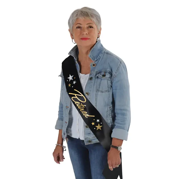 Glittered Satin Retirement Sash