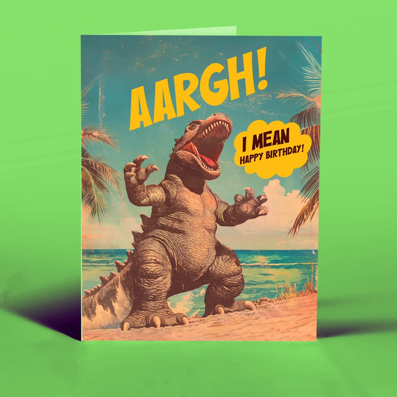 Godzilla Beach Party - Birthday Card