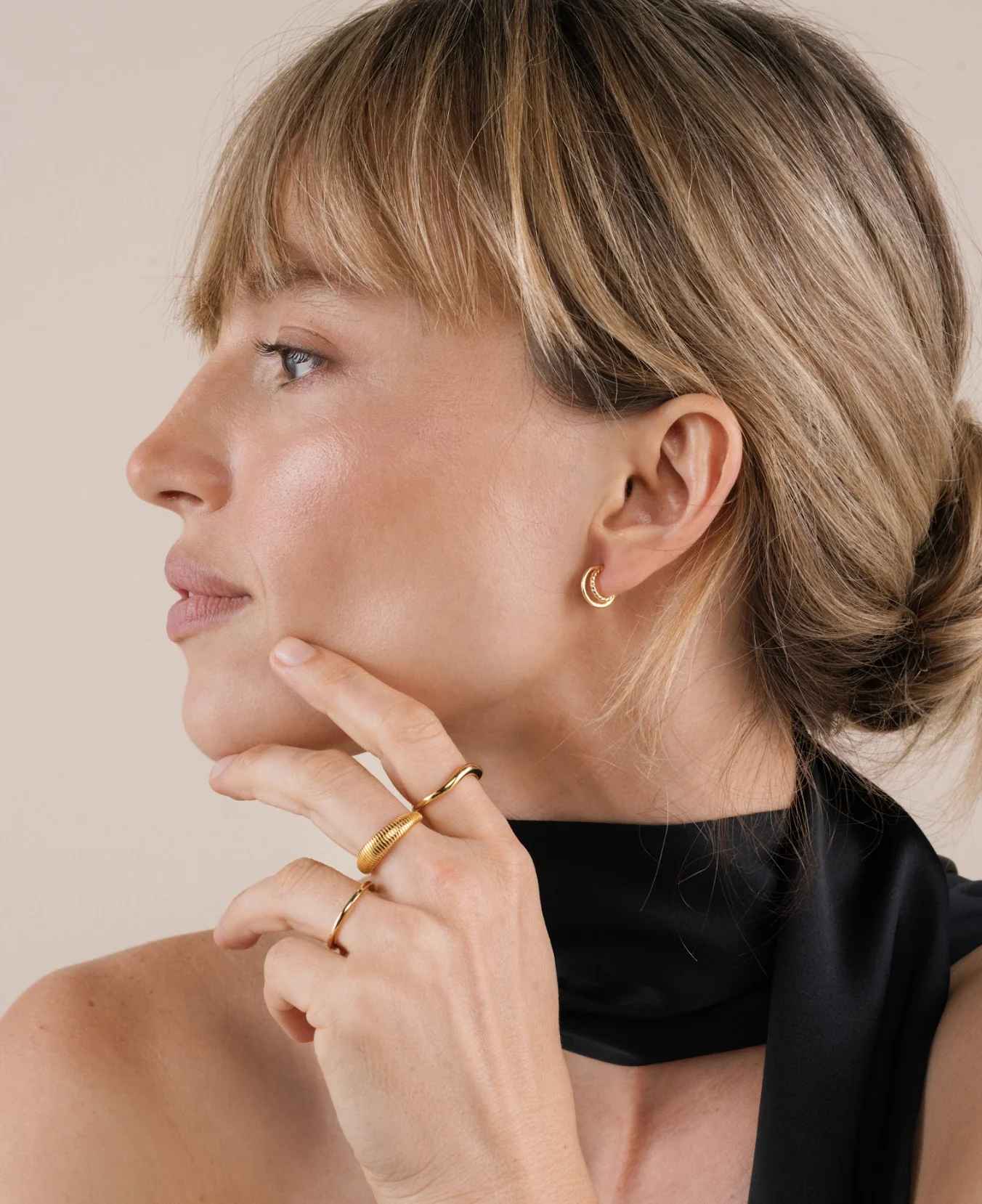 Double Gold Hoop Earrings - Image 2