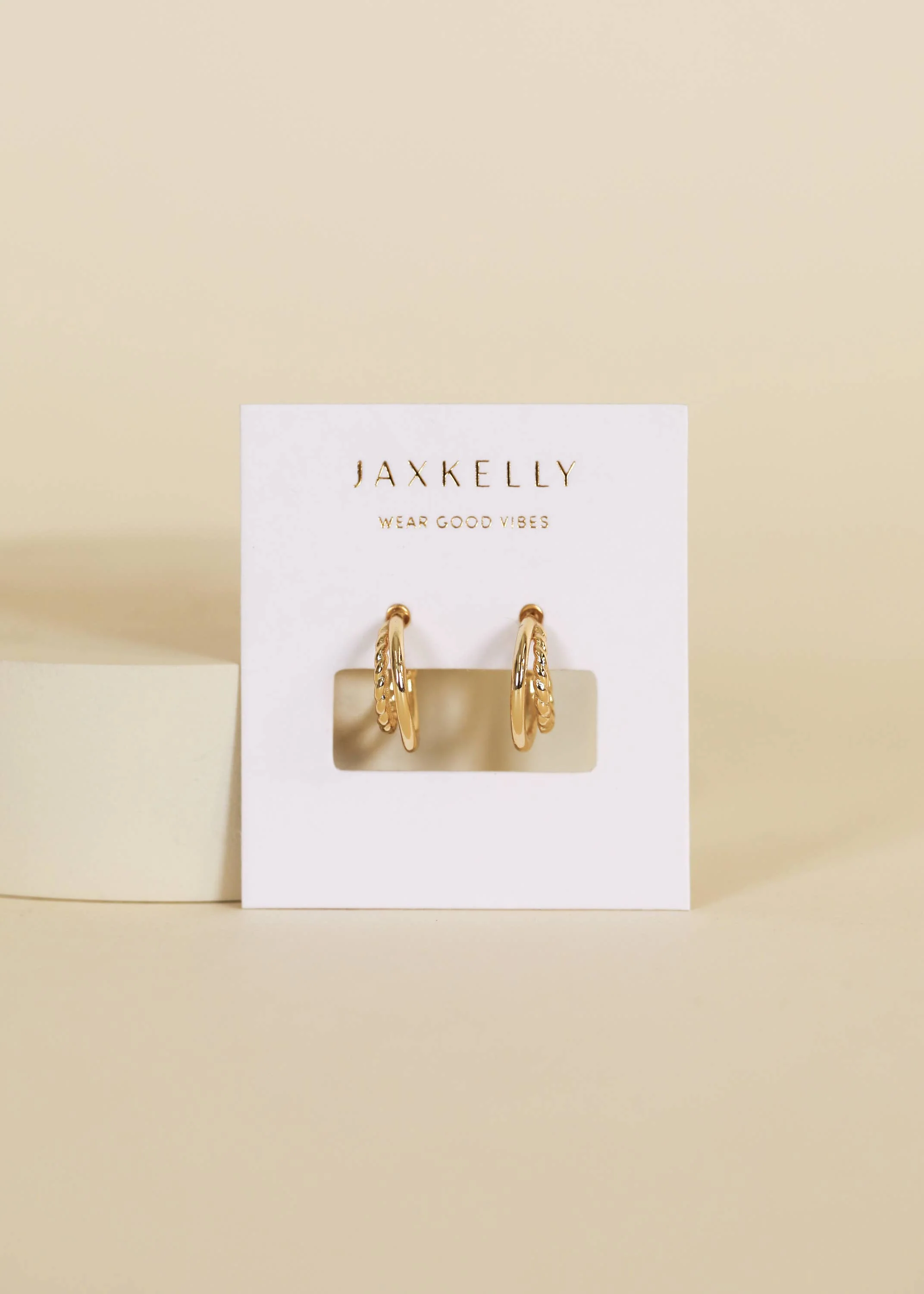 Double Gold Hoop Earrings - Image 3