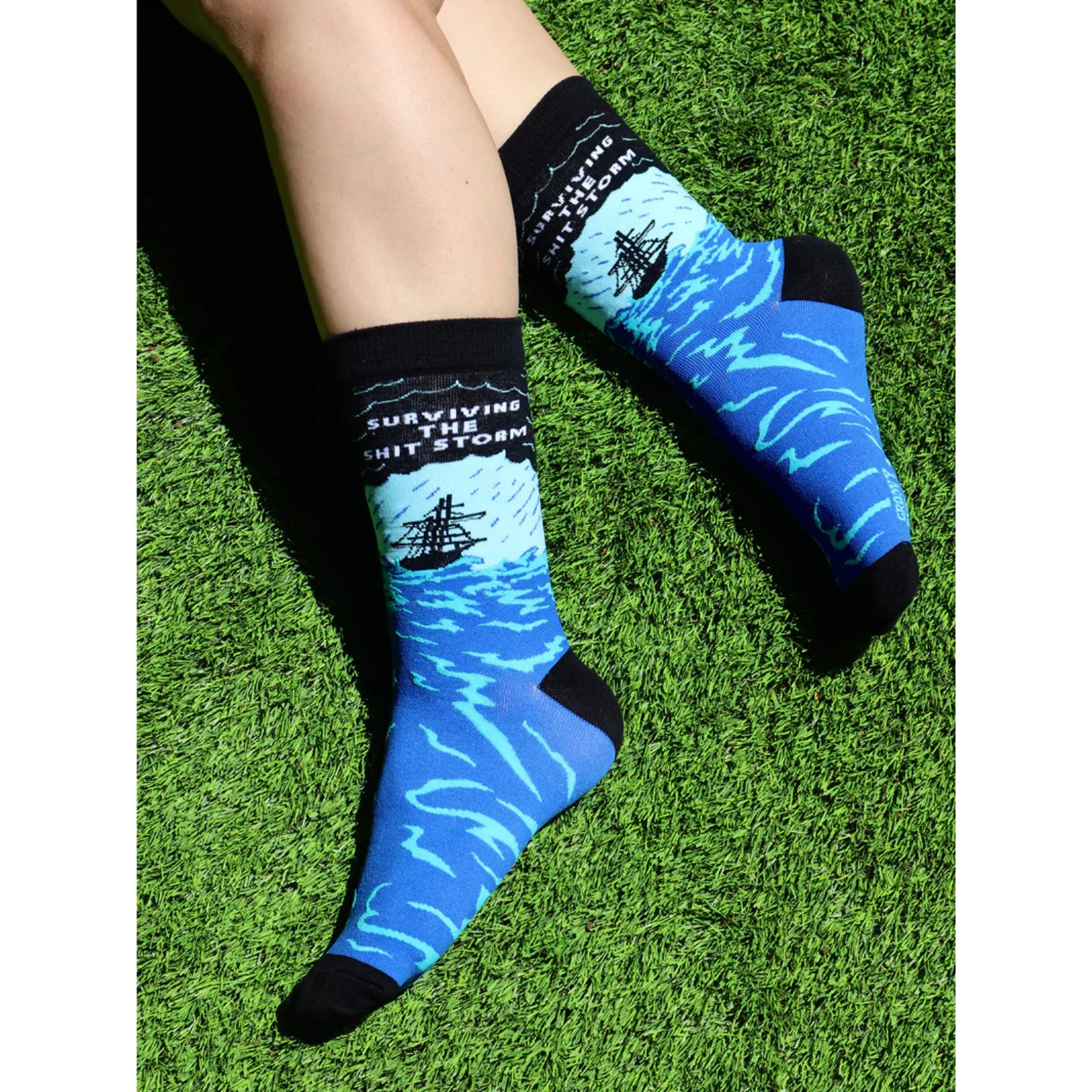 Groovy Things Co. Women's Crew Socks 'Surviving the Shit Storm' - Image 2
