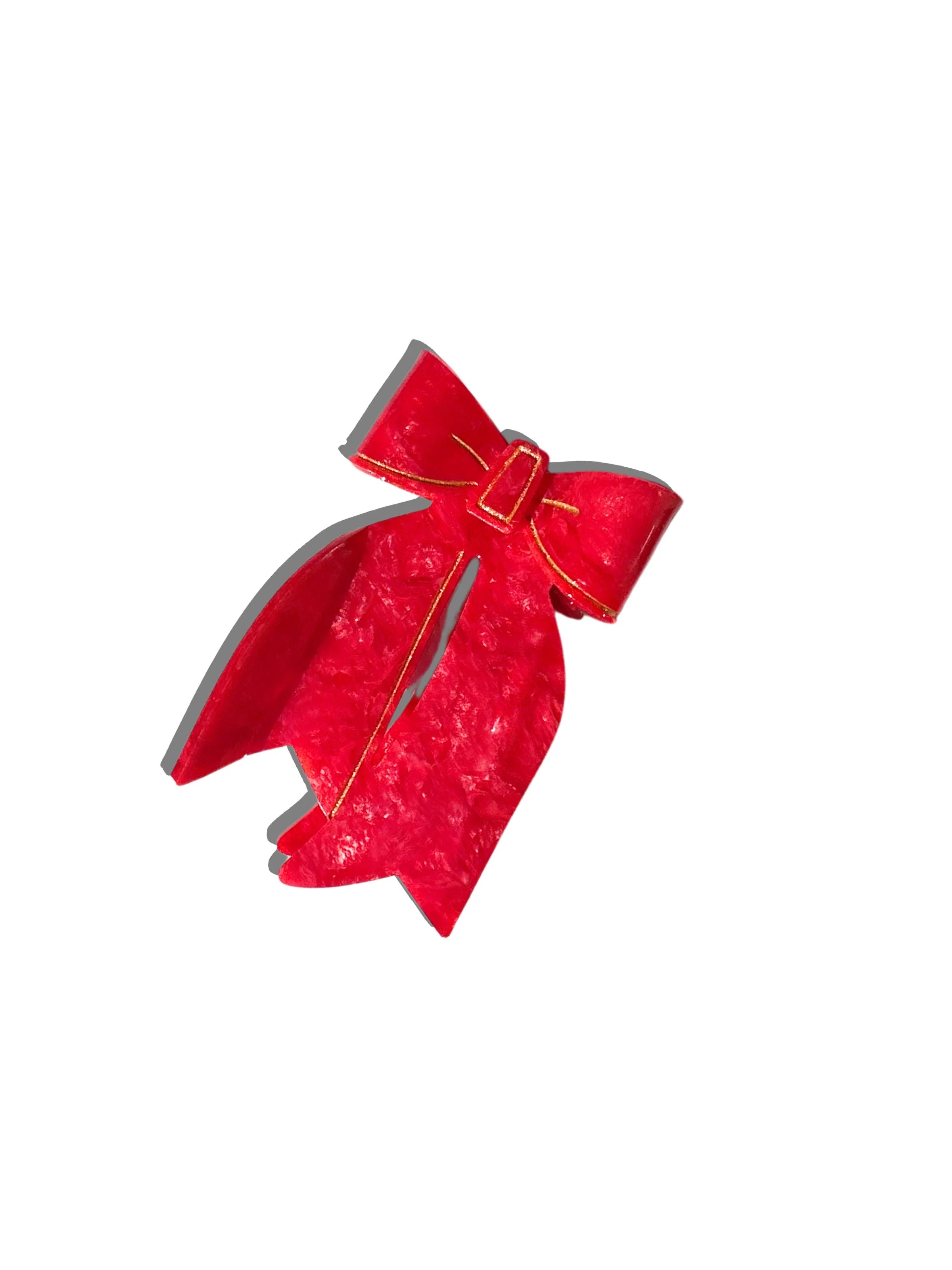 Hand-painted Red Bow Claw Hair Clip
