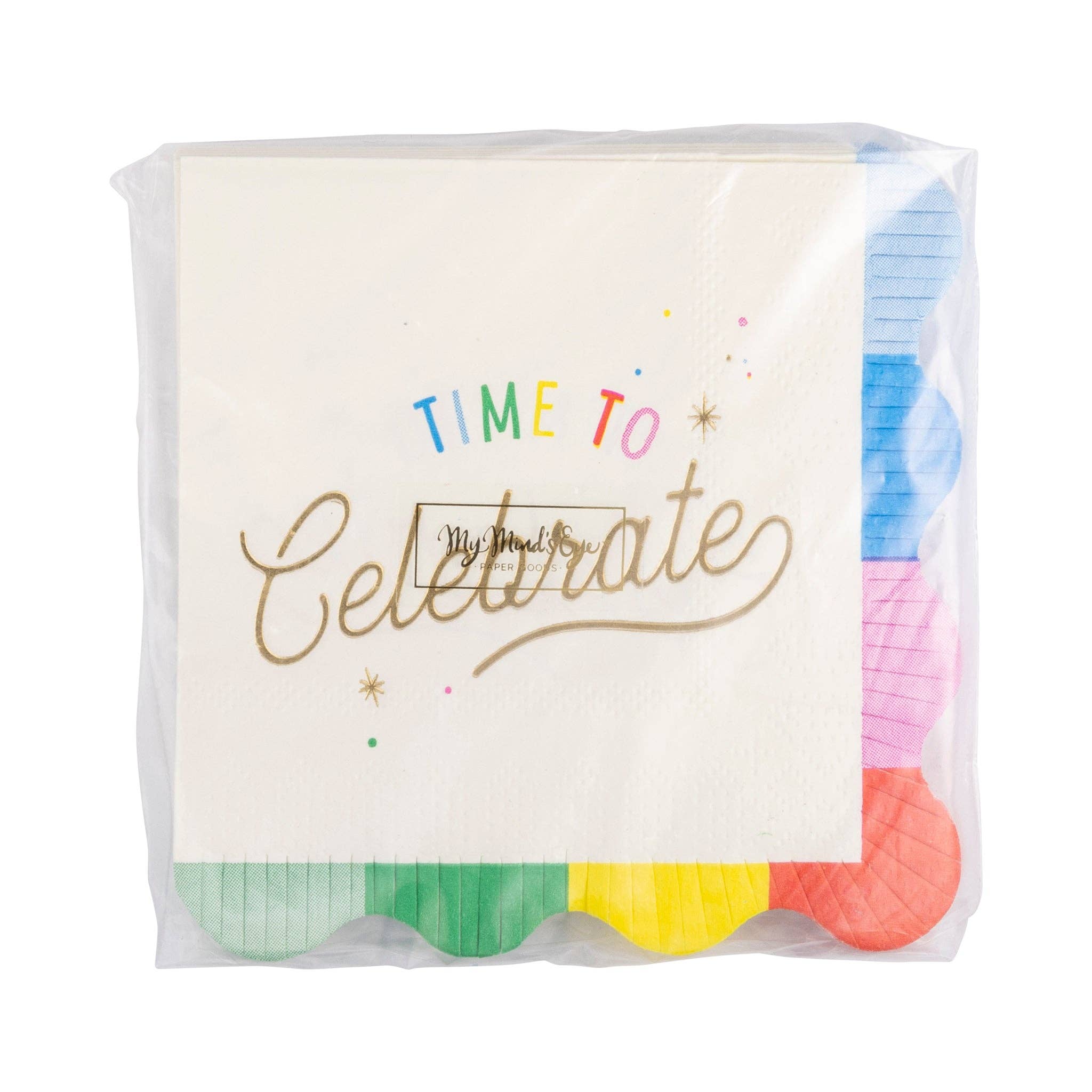 Time to Celebrate Rainbow Scalloped Cocktail Napkins - Image 3