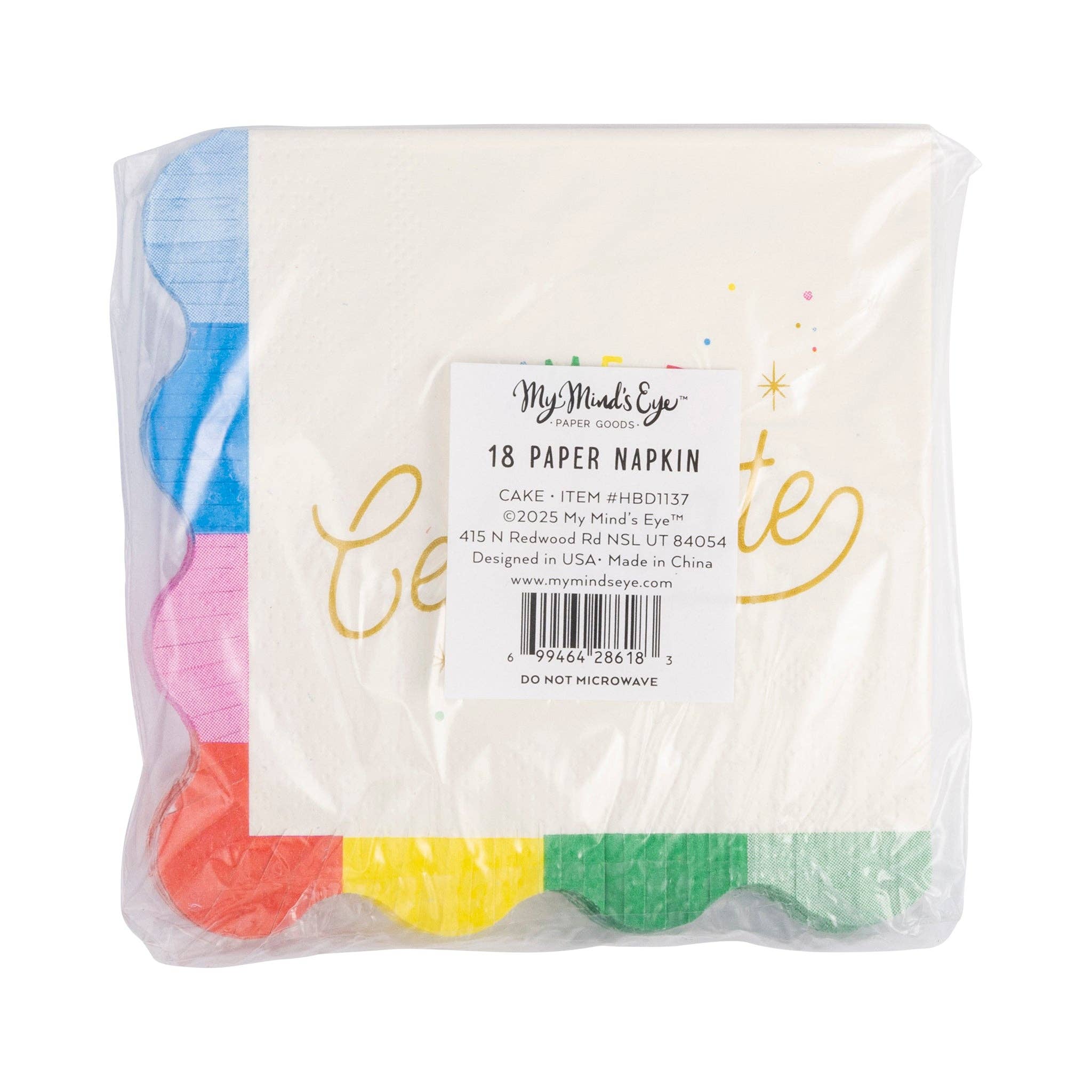 Time to Celebrate Rainbow Scalloped Cocktail Napkins - Image 4