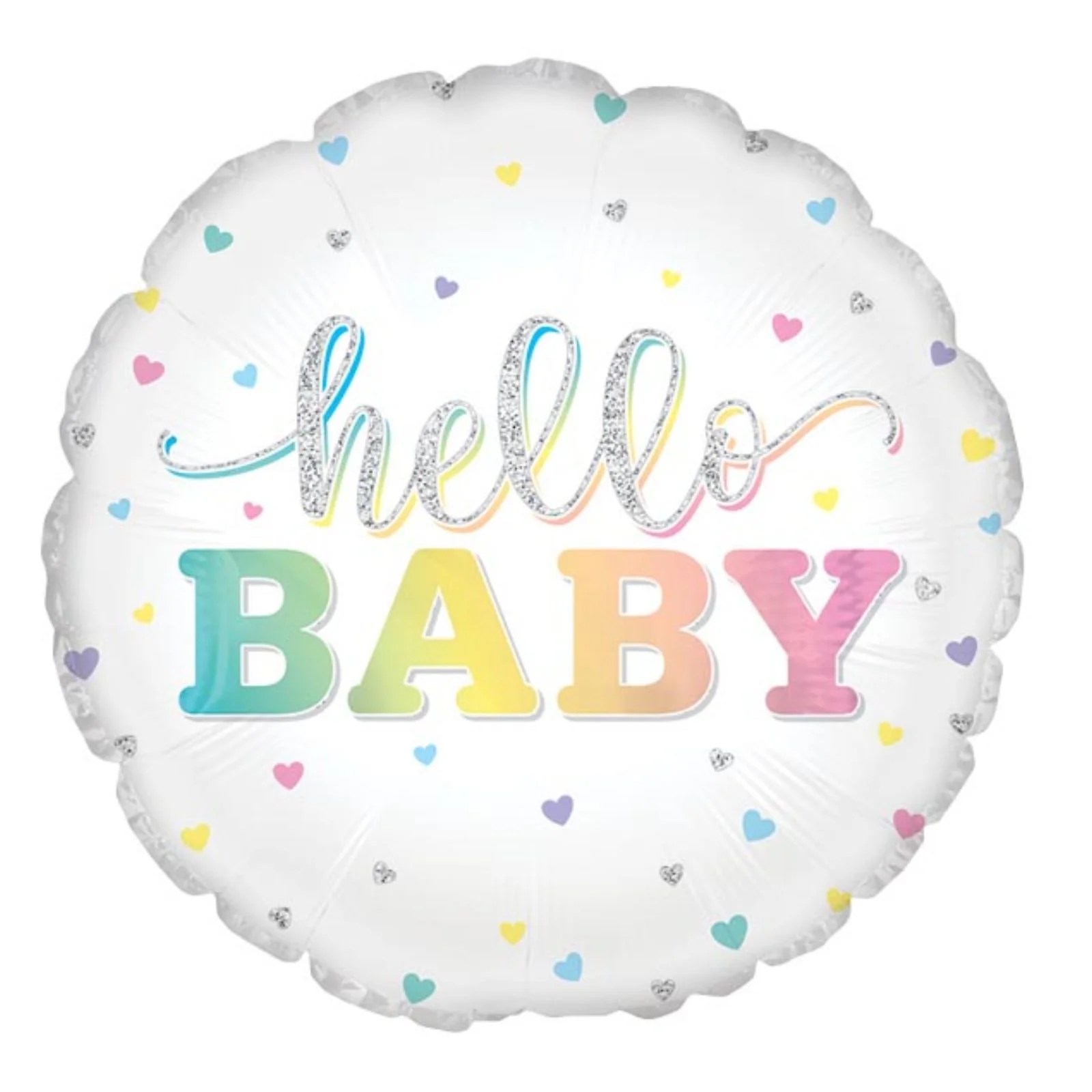 17" Hello Baby Small Colorful Heart Print Balloon