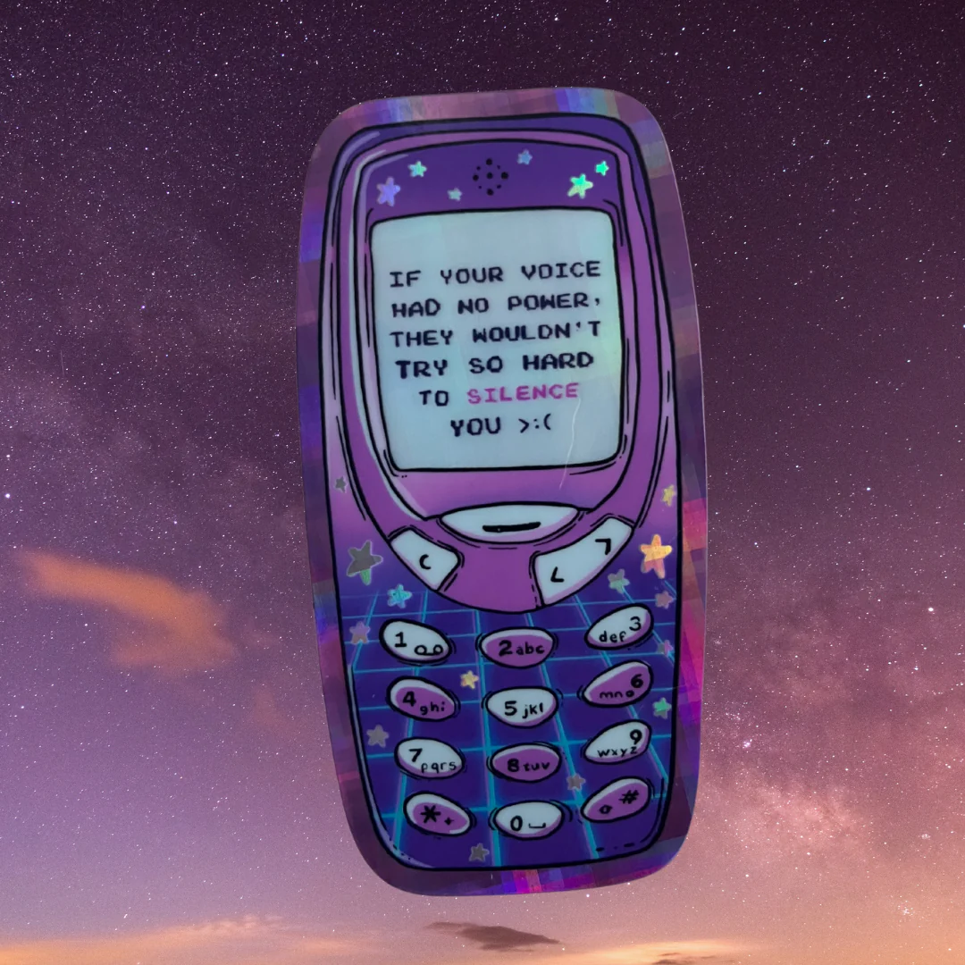Vintage Phone 'If Your Voice Held No Power...' - Holographic Sticker