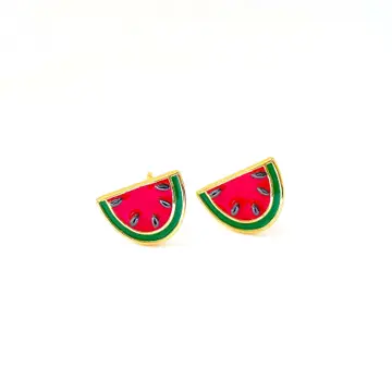 Jenny Lemon Enamel Stud Earrings - Watermelon